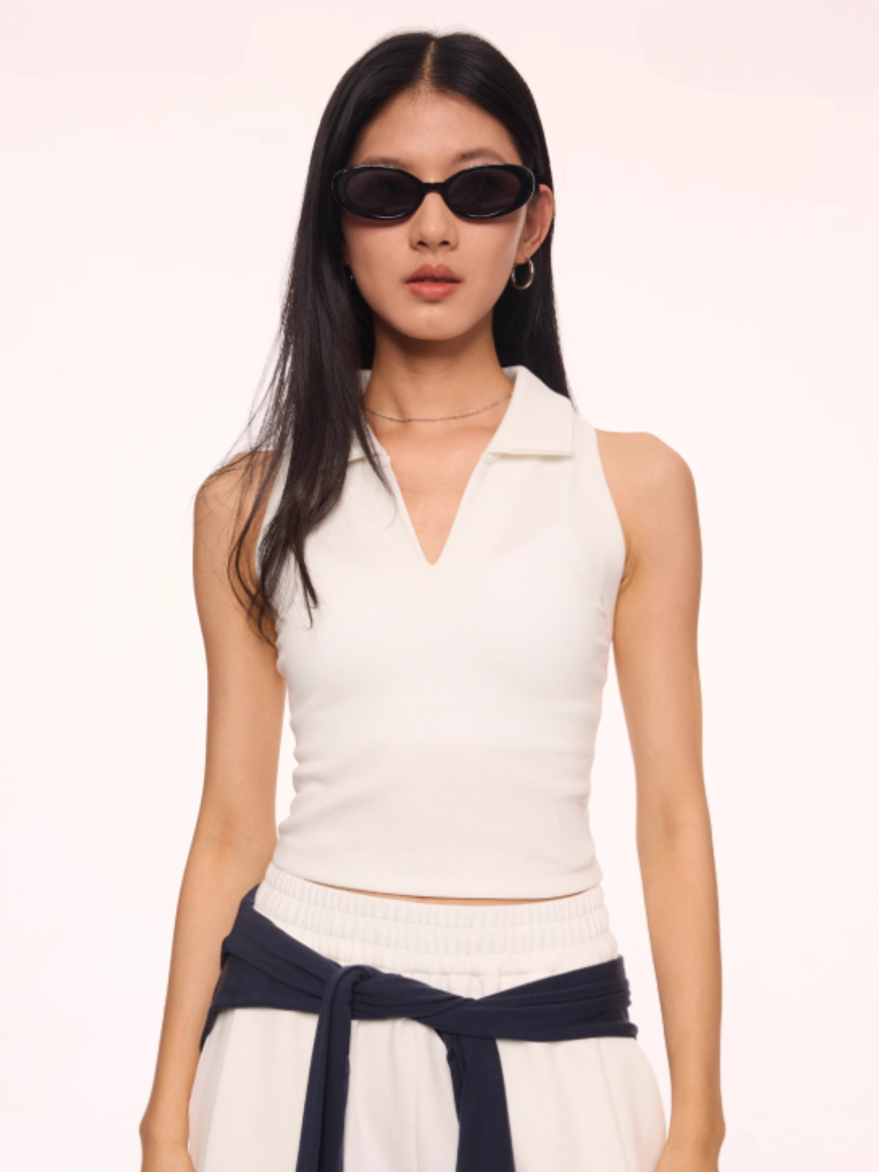 Blazezone - Women's Sleeveless Polo-Collar Cropped Tennis Tank