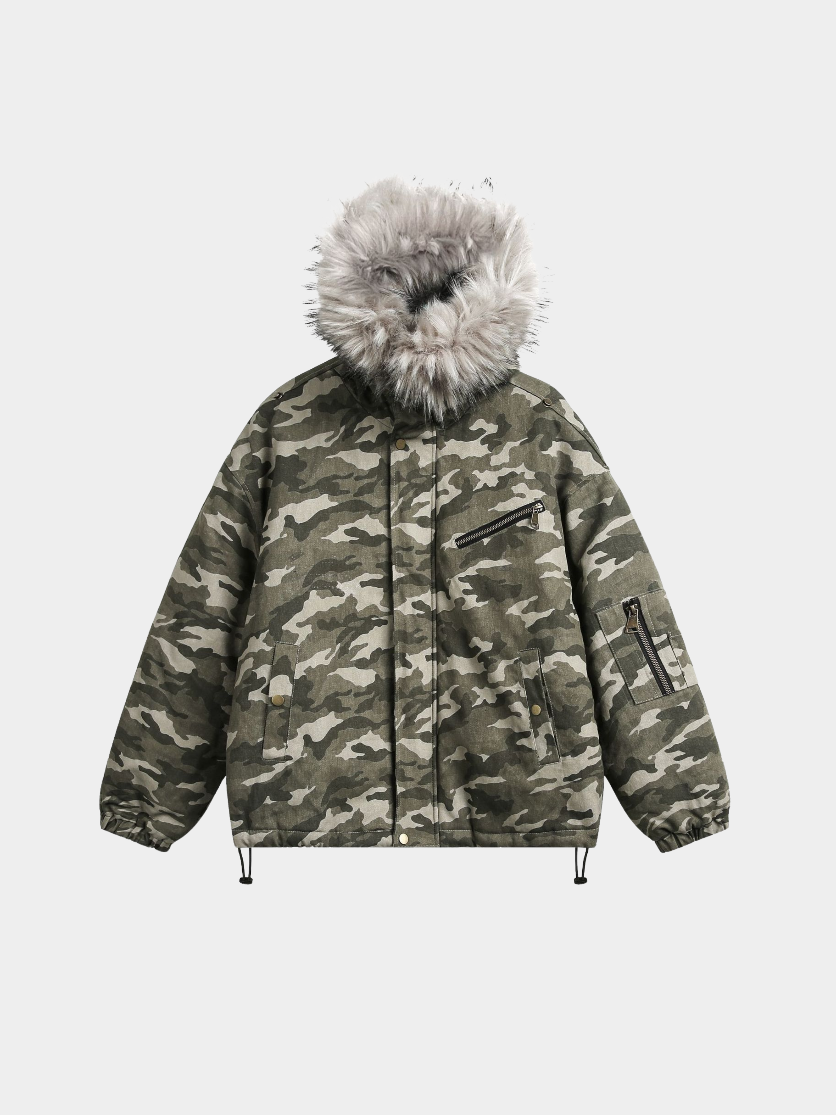BoulderBase - Women's Camo Fur Collar Cotton Jacket GONGGAR SPORTS