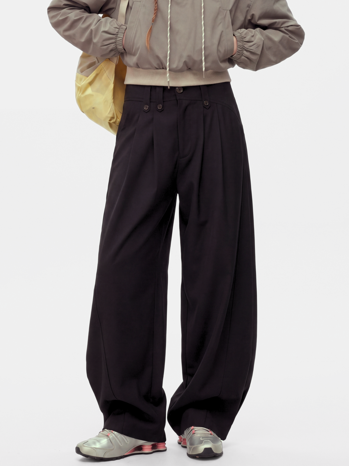 PleatCreek - Unisex Pleated Relaxed Draped Curved-Leg Pants