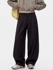 PleatCreek - Unisex Pleated Relaxed Draped Curved-Leg Pants