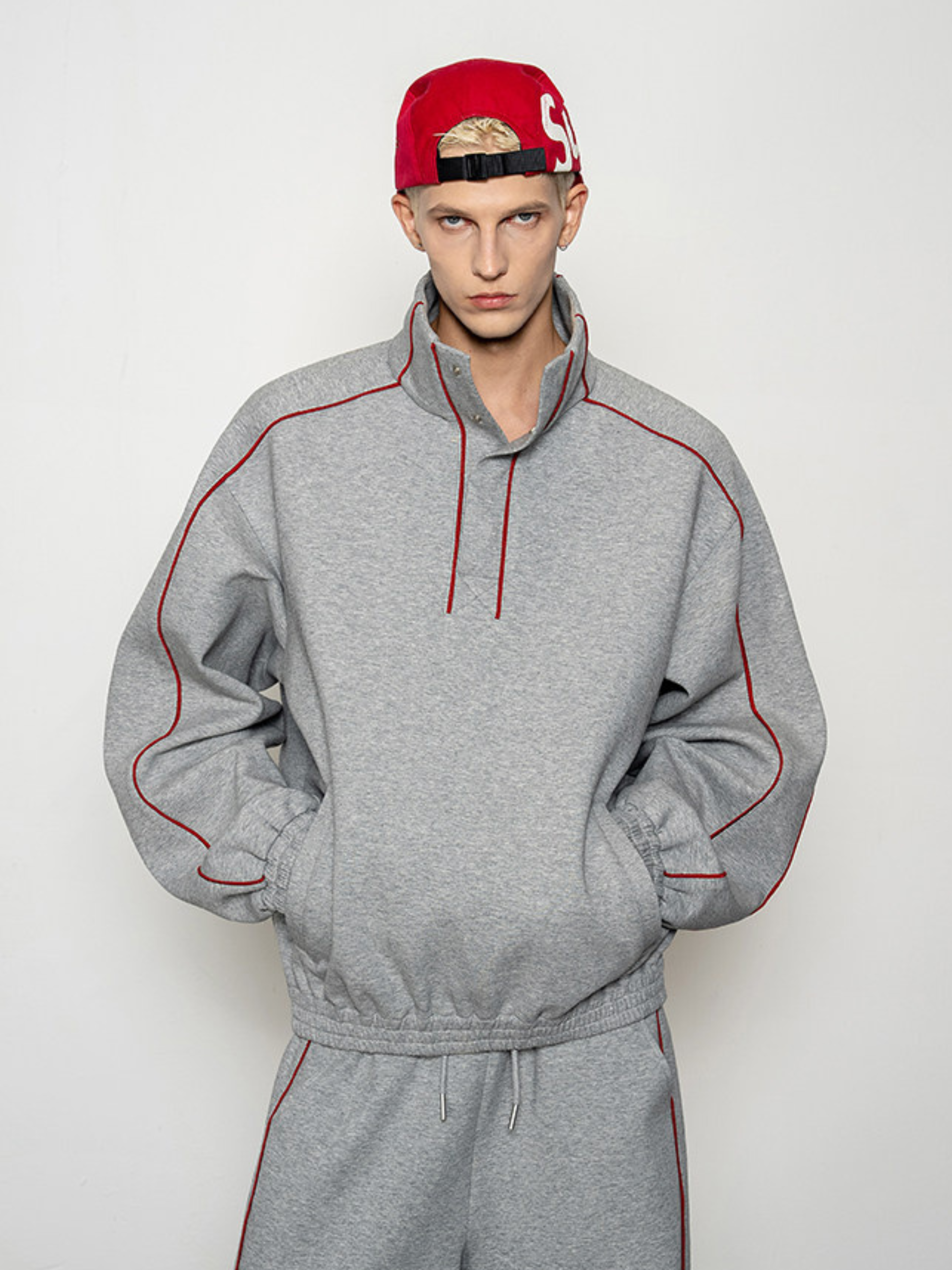 Emberthrone - Men's High-Neck Sweatshirt & Curved-Leg Jogger Set