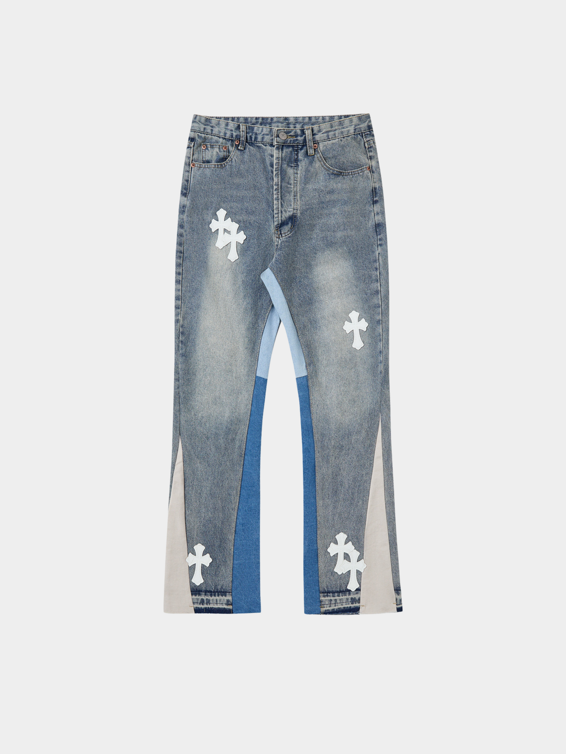 Frontier - Men's Cross-Stitch Flared Denim Jeans GONGGAR SPORTS