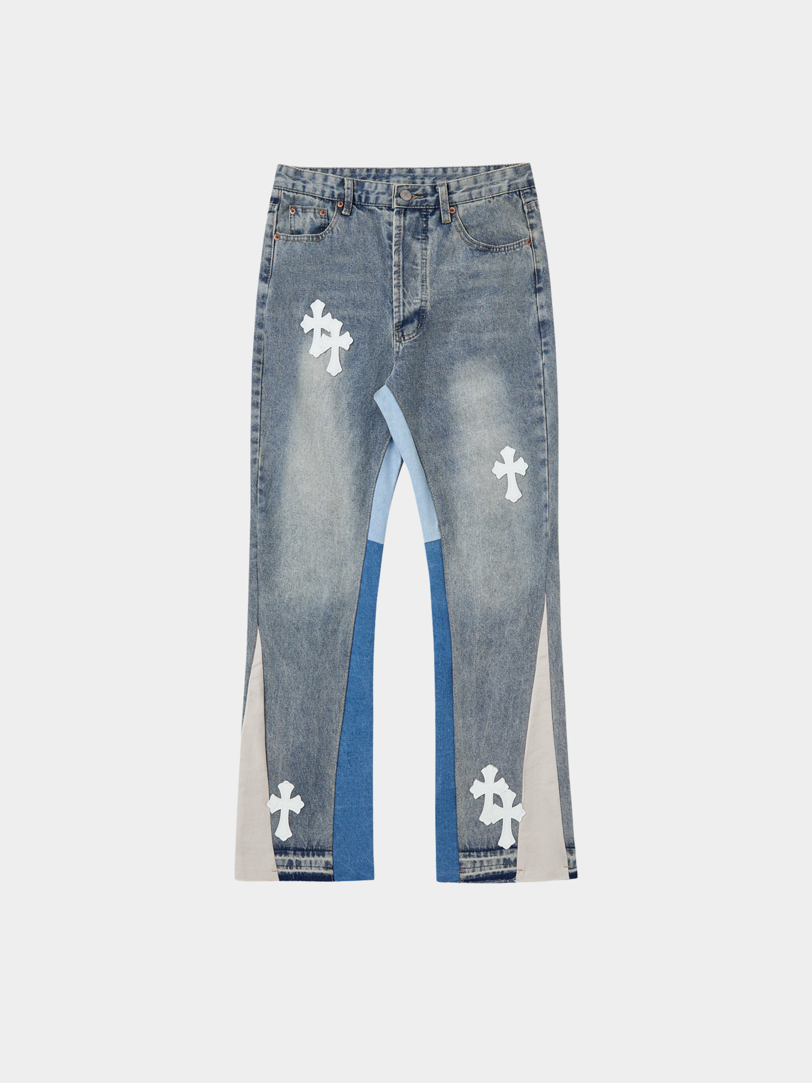Frontier - Men's Cross-Stitch Flared Denim Jeans GONGGAR SPORTS