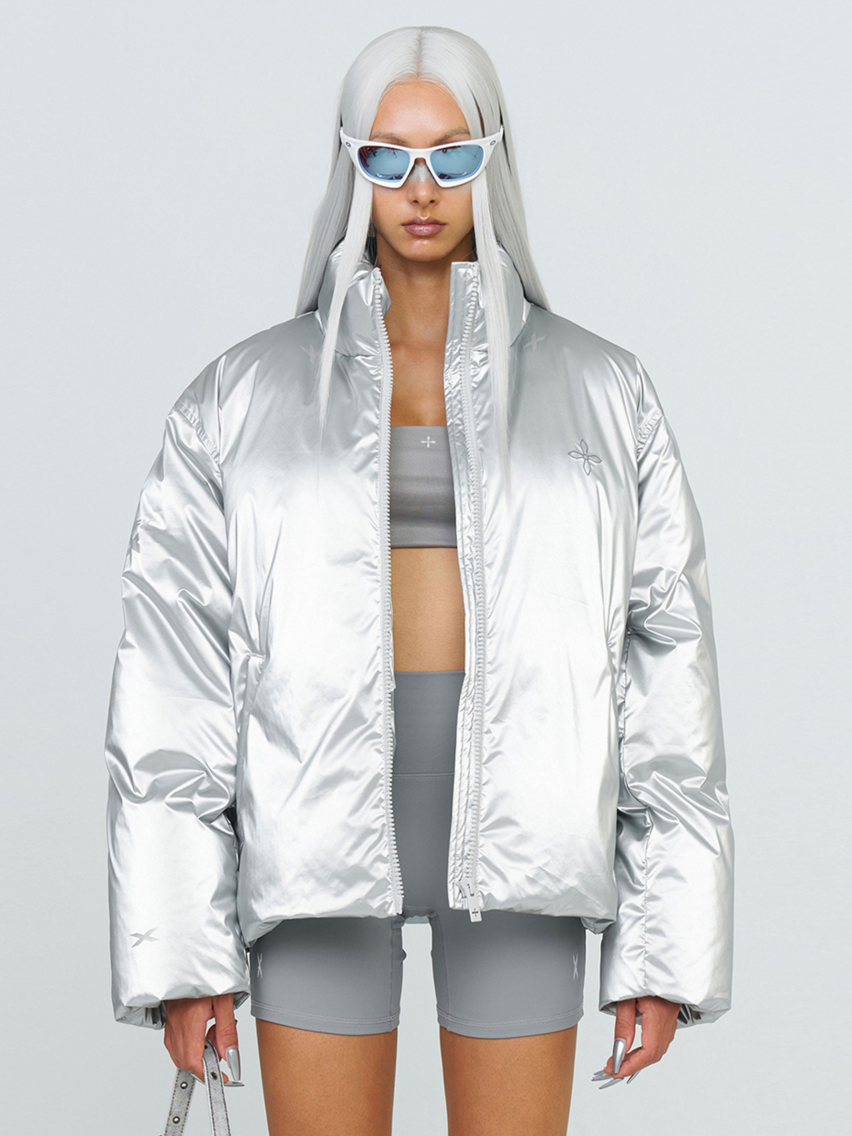 ShadowBoard - Women's White Duck Down Bubble Stand Collar Puffer Jacket