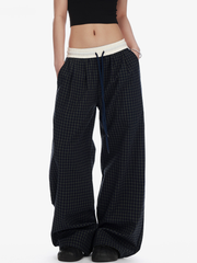 MistVent - Women's Lightweight Plaid Straight-Leg Wide Pants