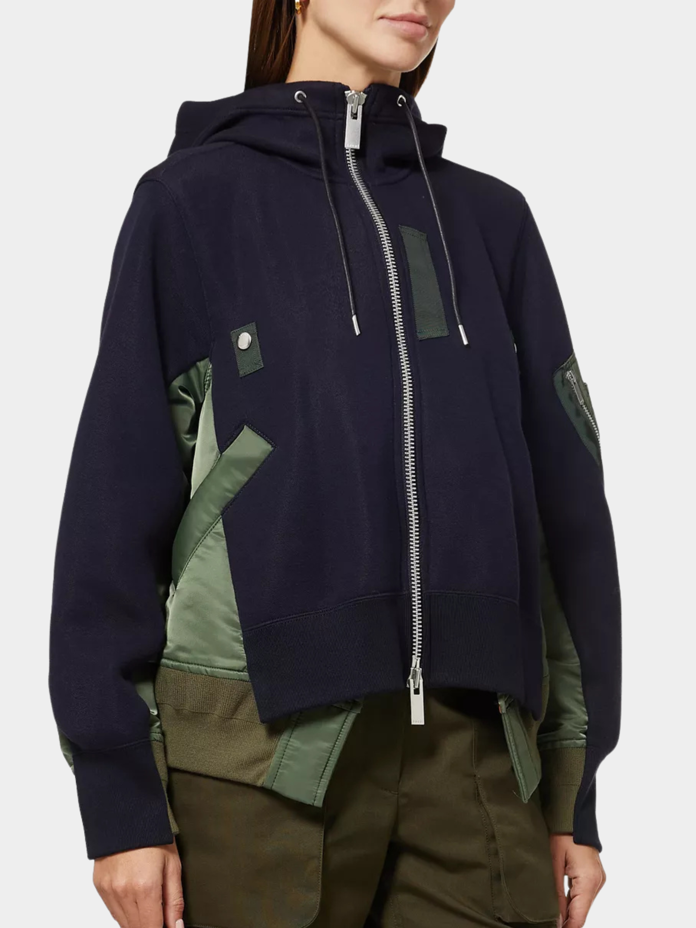 ShadowView - Women's Oversized Colorblock Hooded Zip-Up Jacket