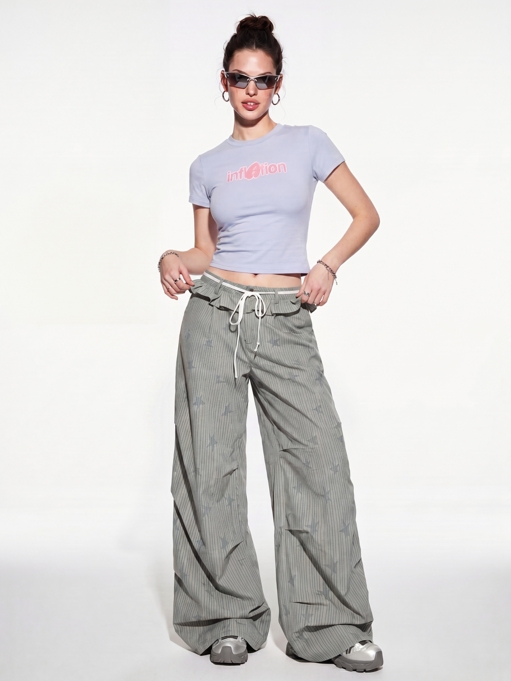 LineStar - Women's Striped Star Print Quick-Dry Parachute Pants
