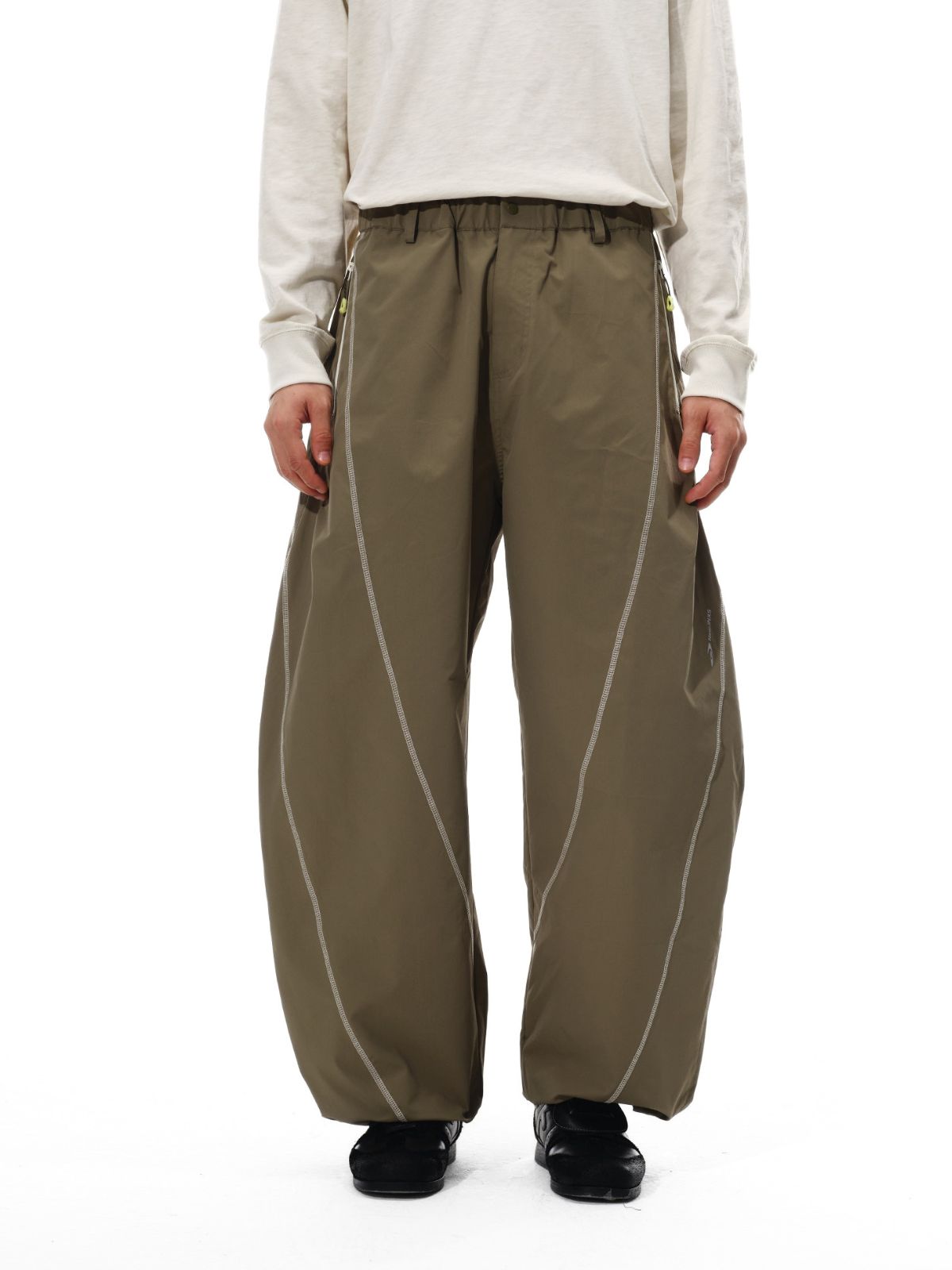 Cavefault - Water-Repellent Color-Block Curved-Leg Pants