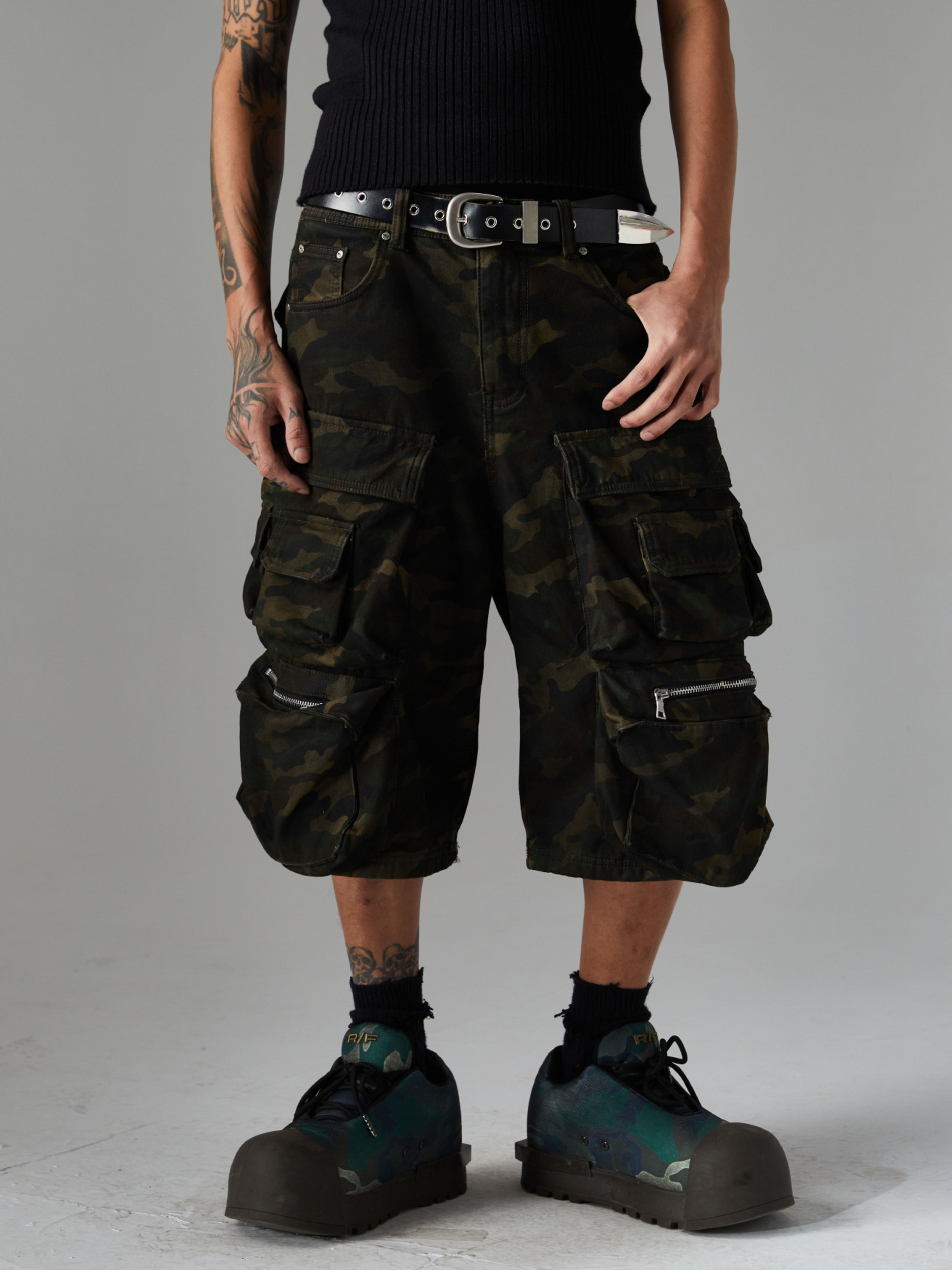 BaseVest - Men's Camouflage Wide-Leg Shorts GONGGAR SPORTS