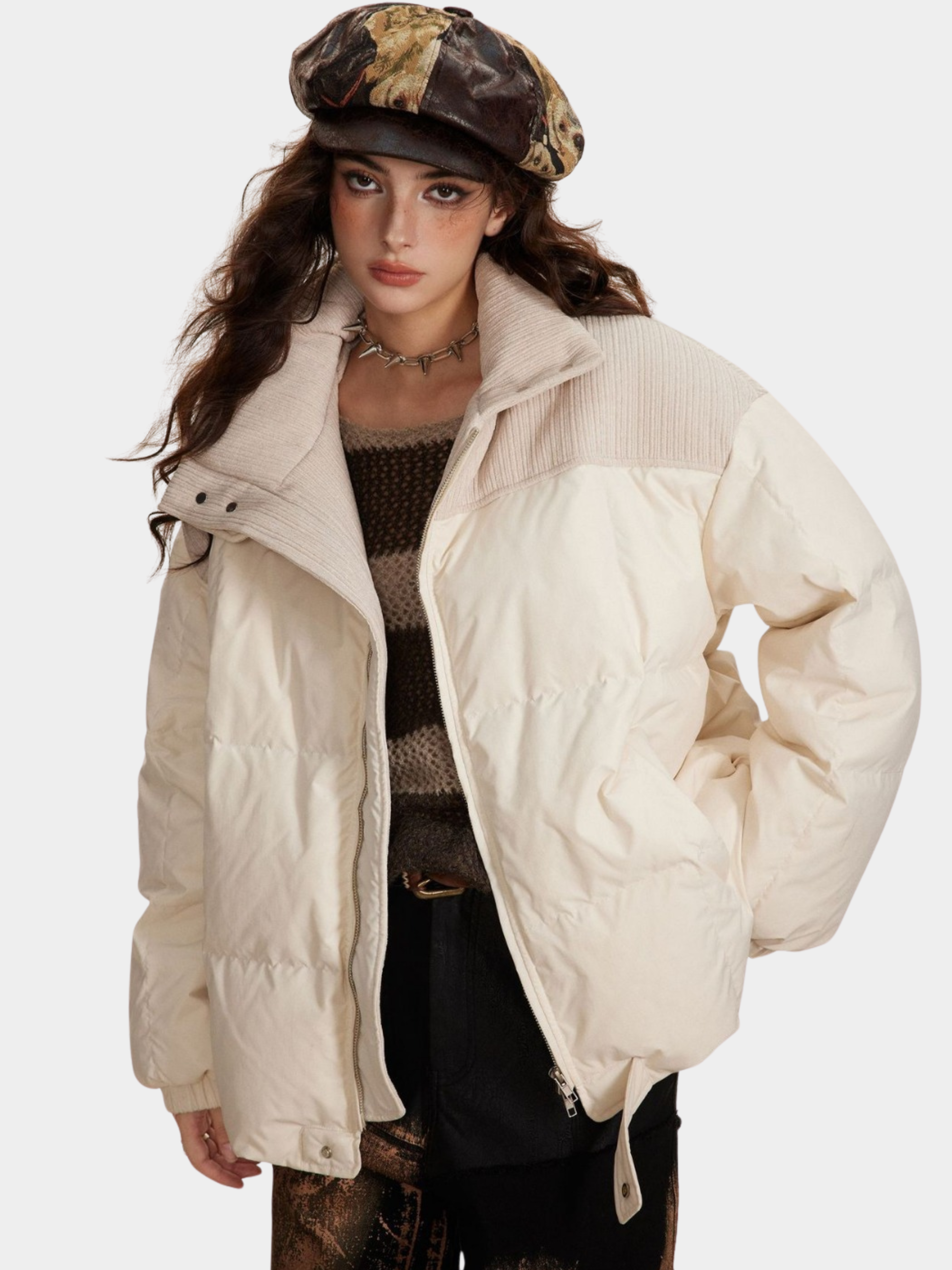 Pinestride - Women‘s Color-Block 90% White Duck Down Jacket GONGGAR SPORTS