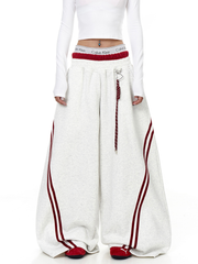 Iceveil -Women's Double-Waist Blade-Cut Wide-Leg Sweatpants