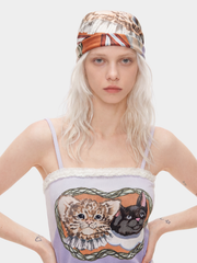 TutuTwirl - Cat Garden Print Satin Headscarf