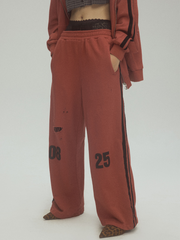 ThornCrate - Women‘s Striped Color-Block Distressed Straight-Leg Sweatpants