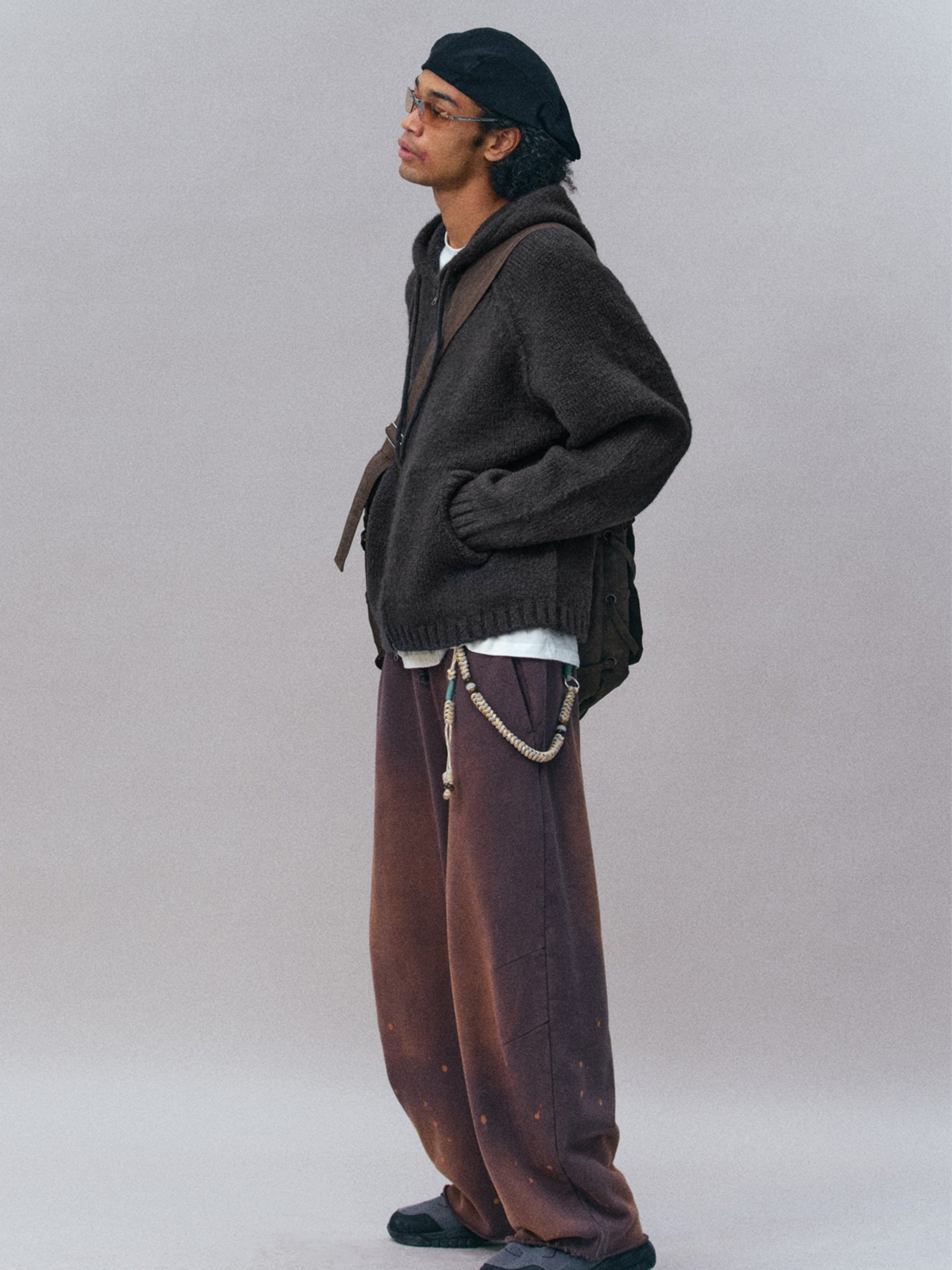 Ravensoul - Unisex Loose-Fit Zip-Up Hooded Knit Sweater