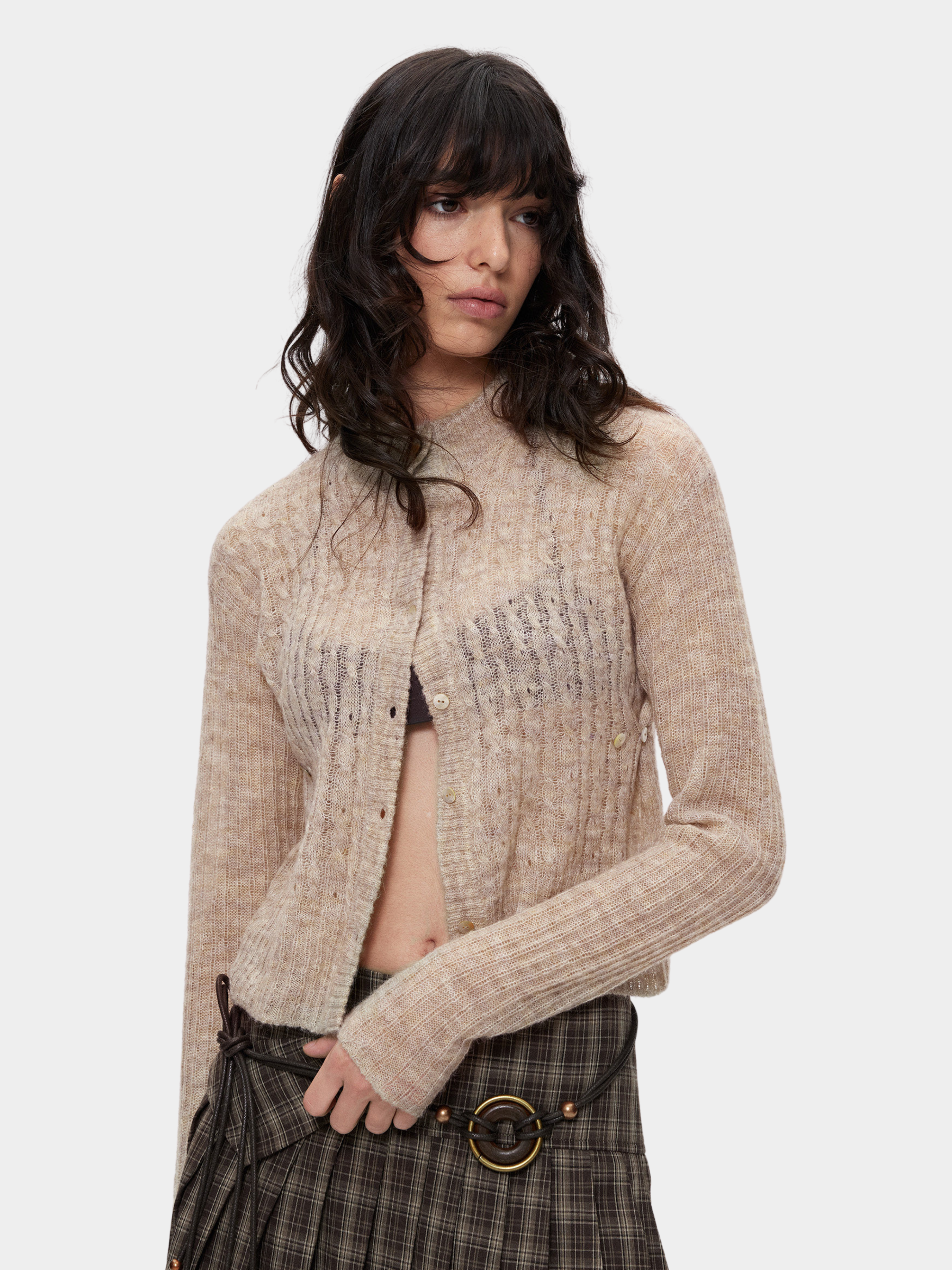 Ashglow - Women's Wool-Mohair Blend Buttoned Sweater