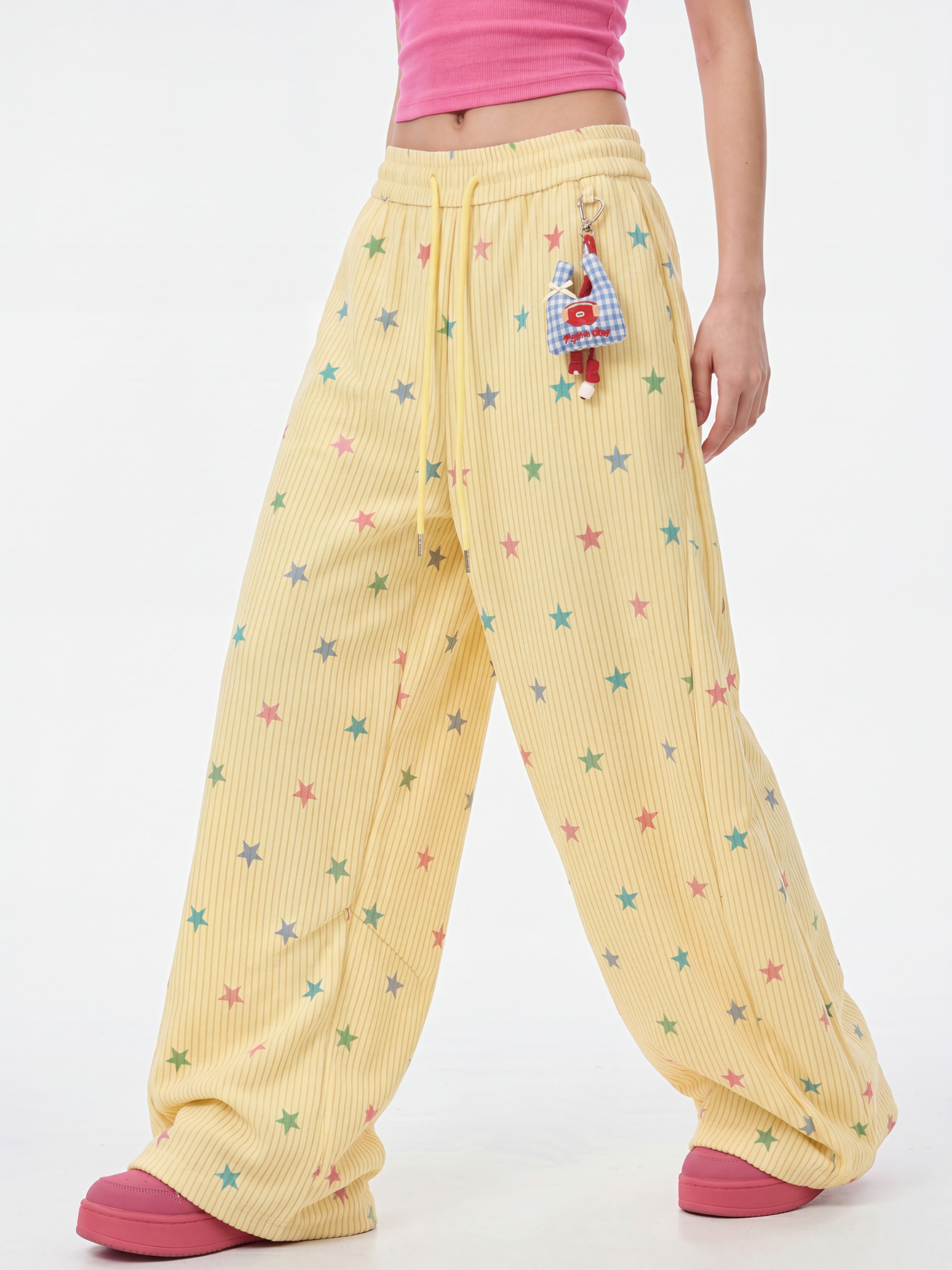 Stitch - Women's Colorful Star Stripe Wide-Leg Pants