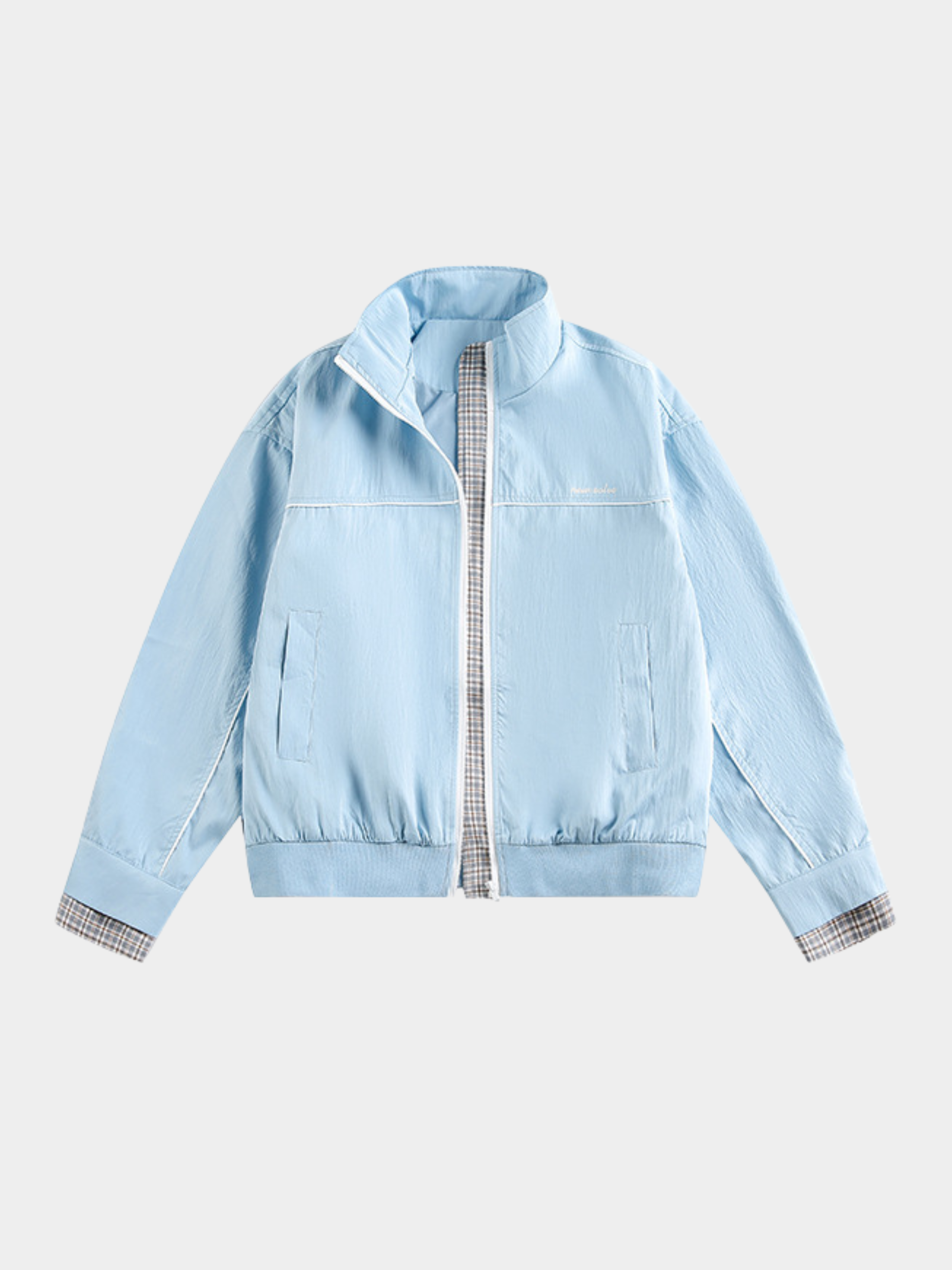 HawkRoc - Unisex Stand Collar Plaid Utility Jacket
