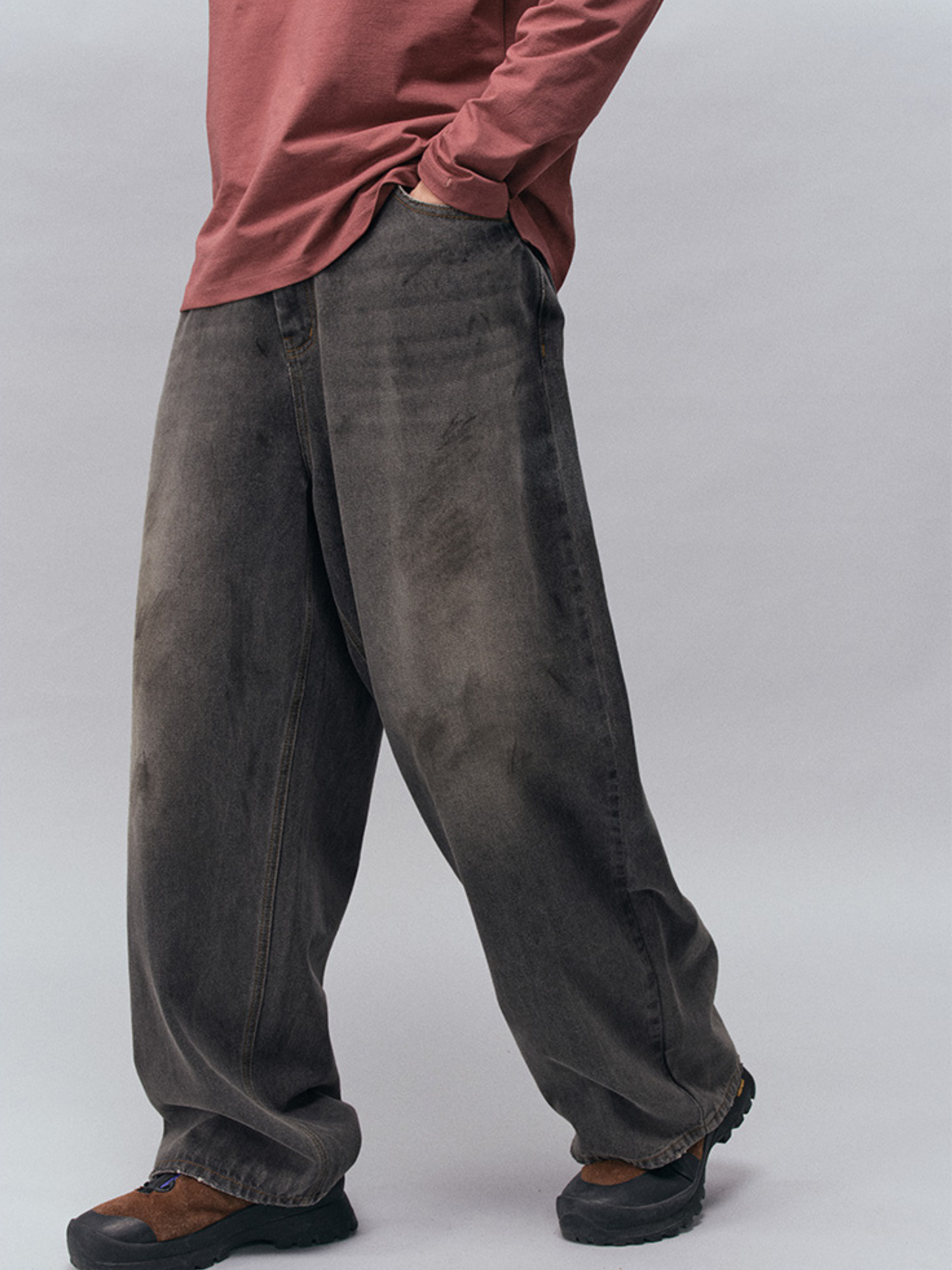 Tempestfire - Men's Washed Denim Wide-Leg Jeans