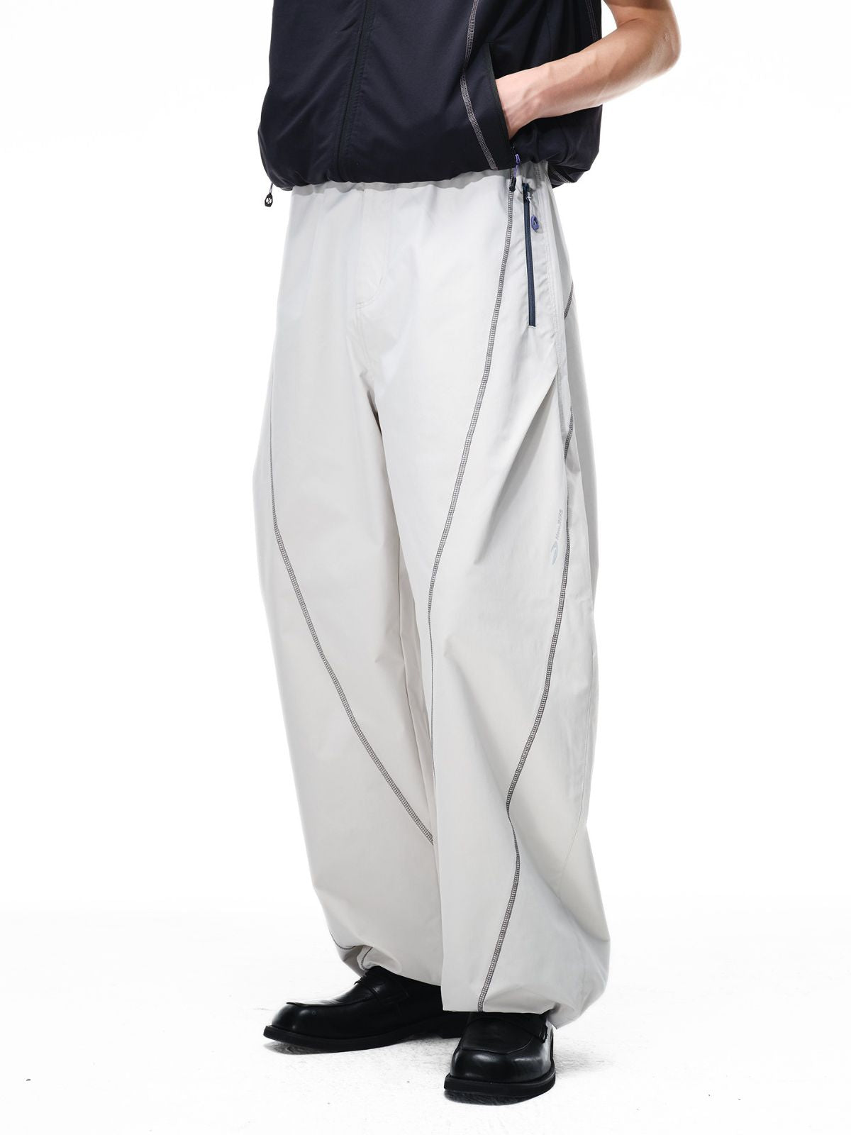 Cavefault - Water-Repellent Color-Block Curved-Leg Pants