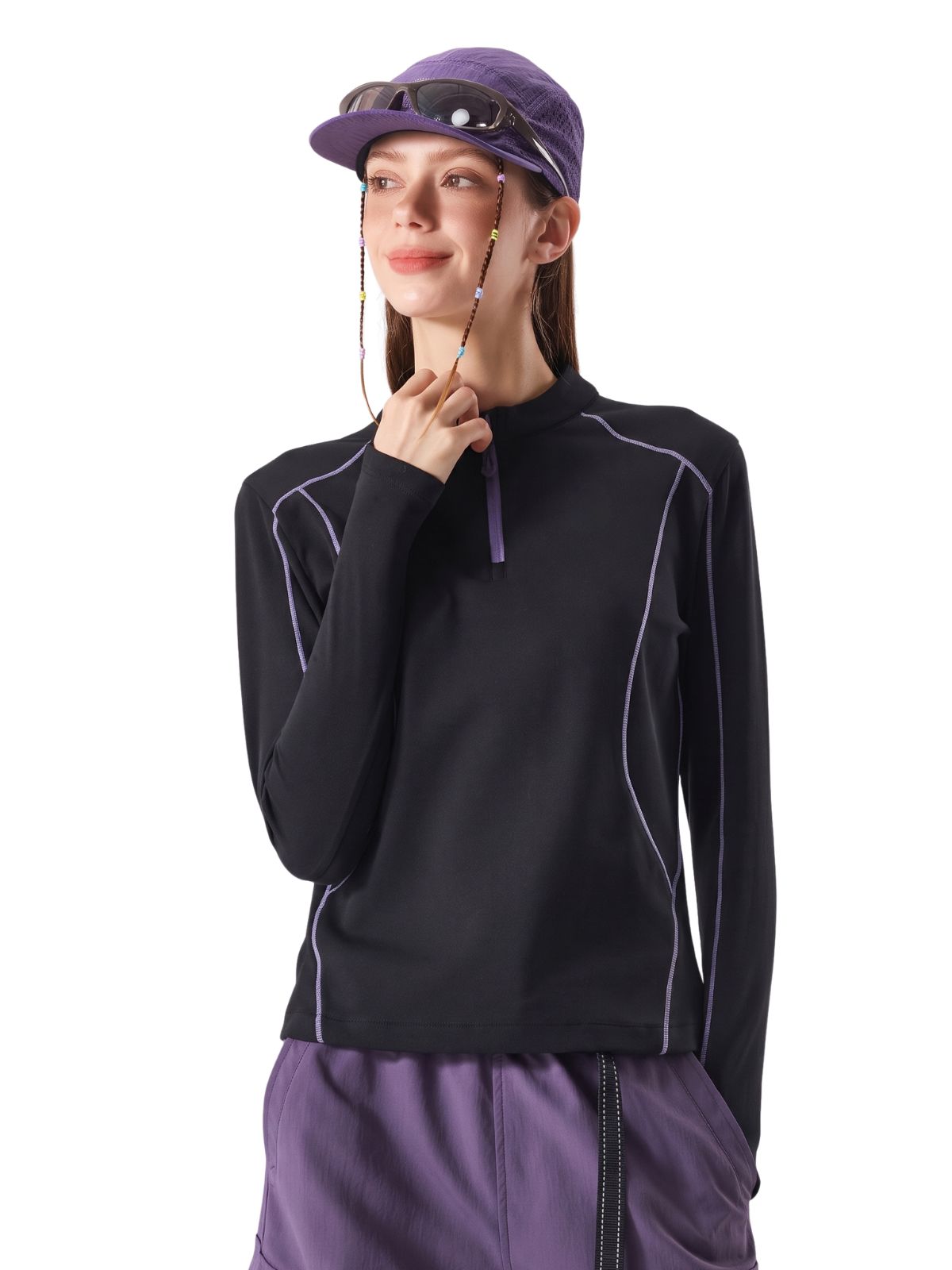 HawkTract - Women's UPF 50+ Antibacterial Quick-Dry Half-Zip T-Shirt