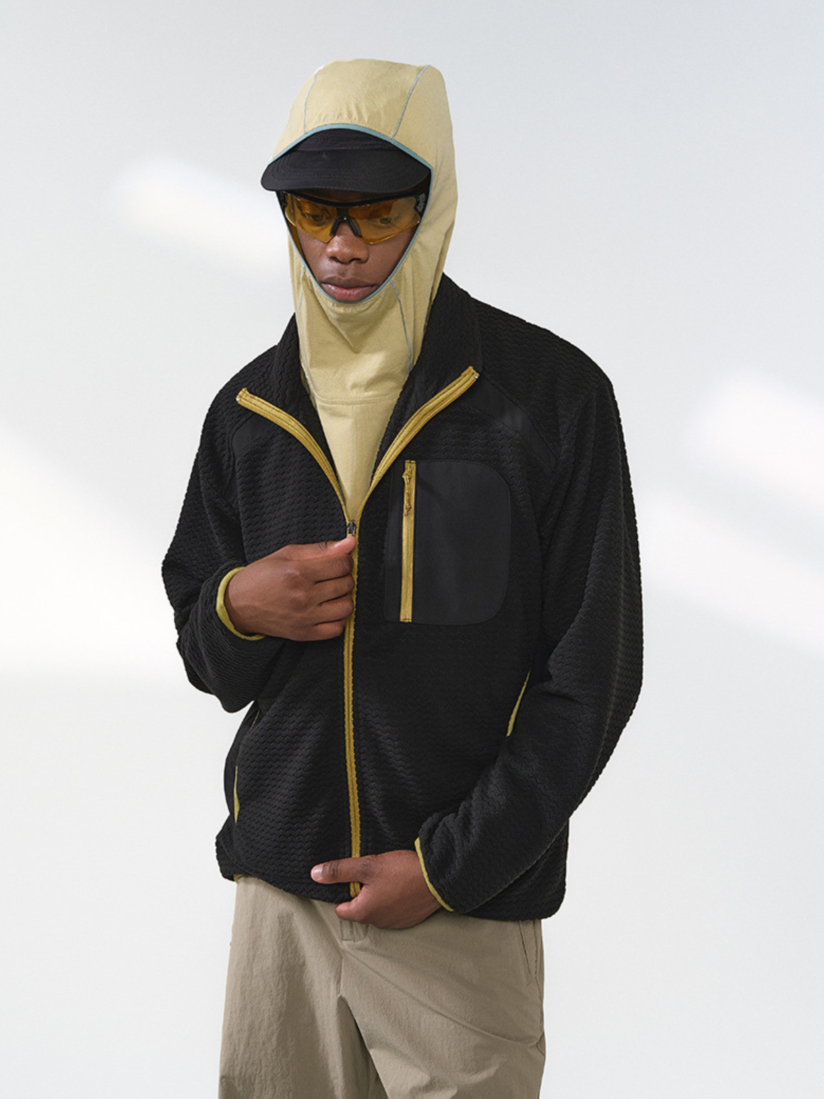 Nightthorn - Unisex Wave Pattern Fleece Zip-Up Sweatshirt