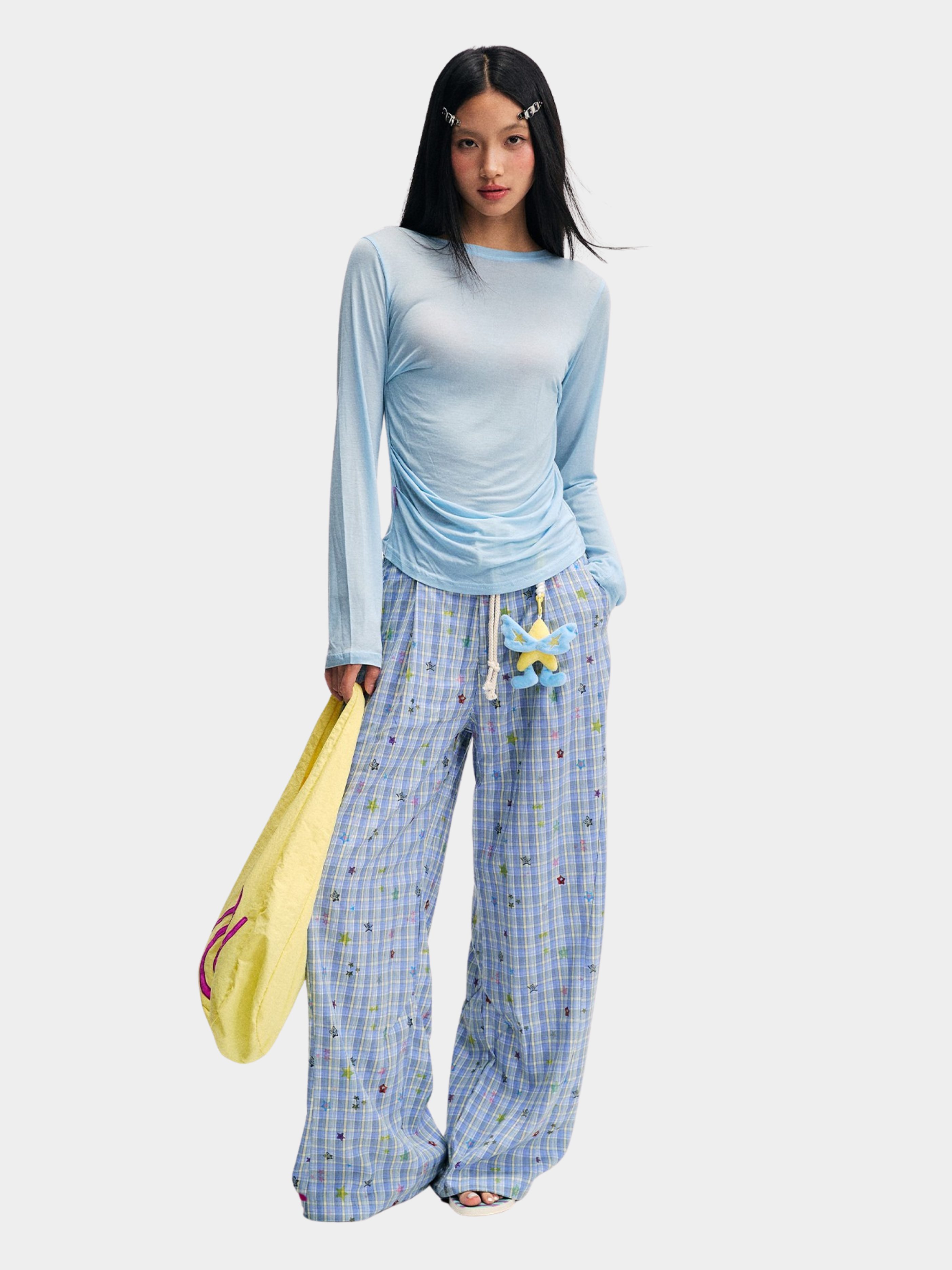 Ashbase - Women's Lightweight Lyocell Star Print Long Sleeve Top