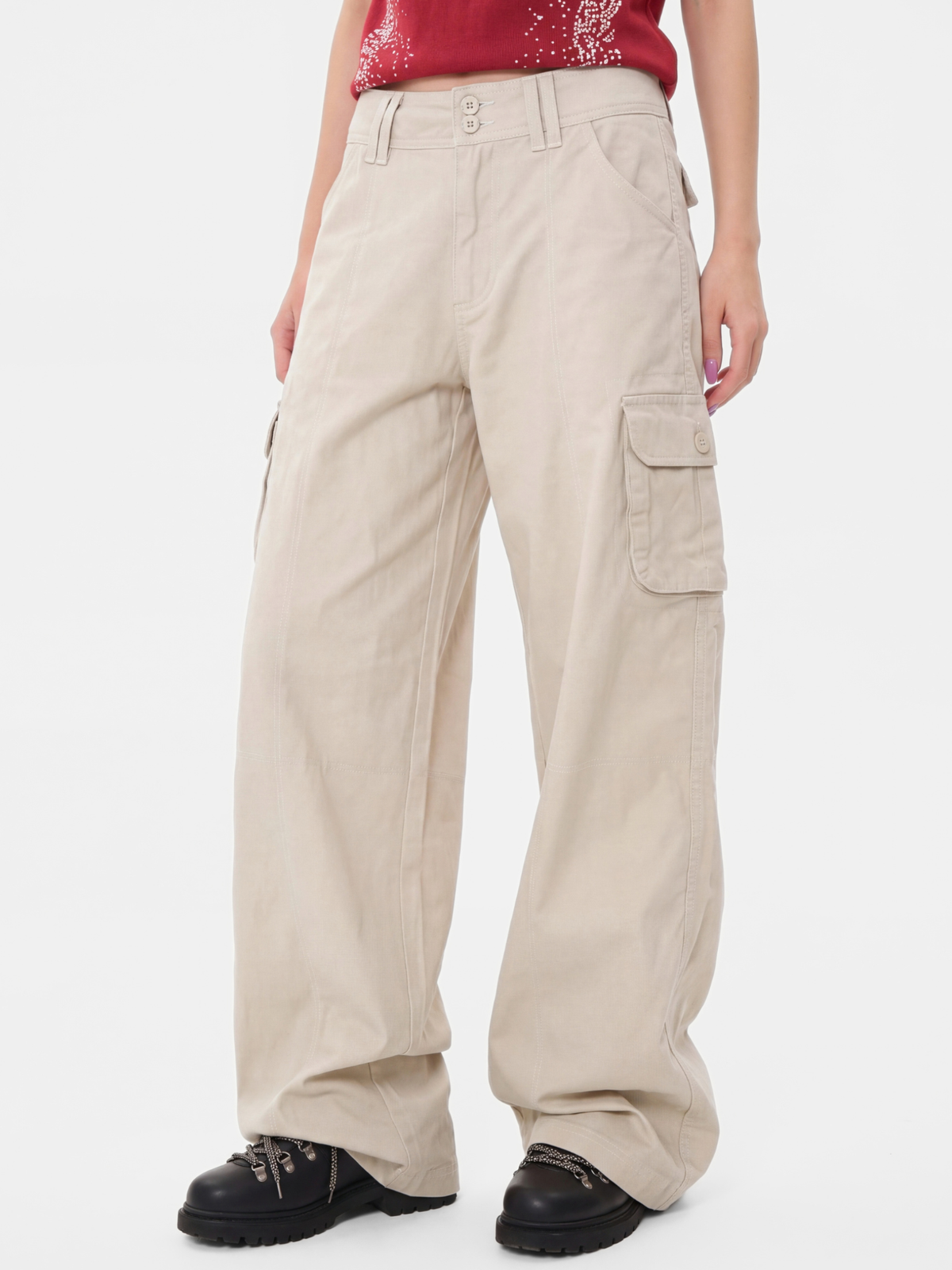 CalmDrift - Women's Deconstructed Multi-Pocket Straight-Leg Cargo Pants