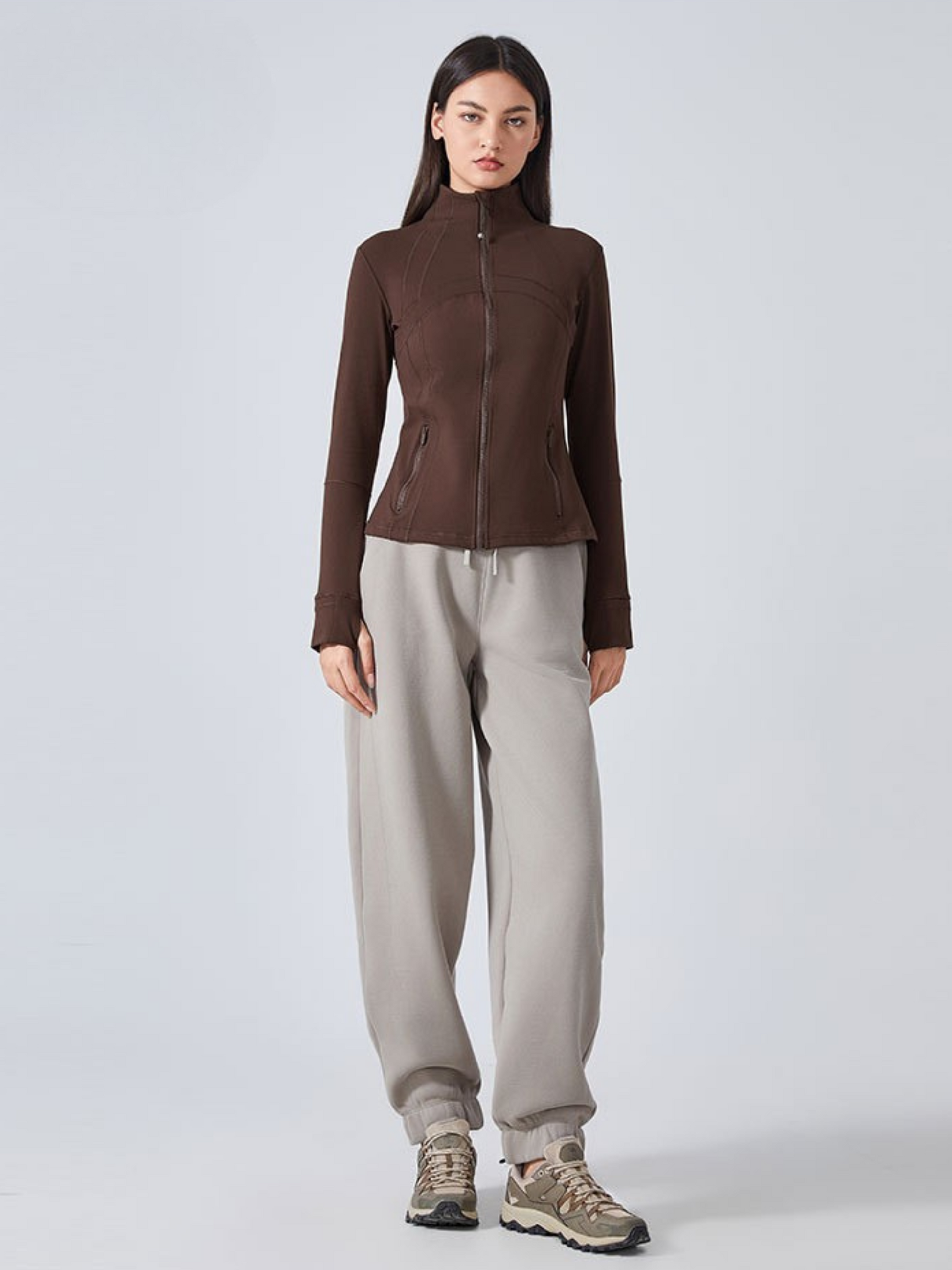 MesaPeak - Women's Fleece-Lined Slim-Fit Yoga Jacket with Thumbholes GONGGAR SPORTS