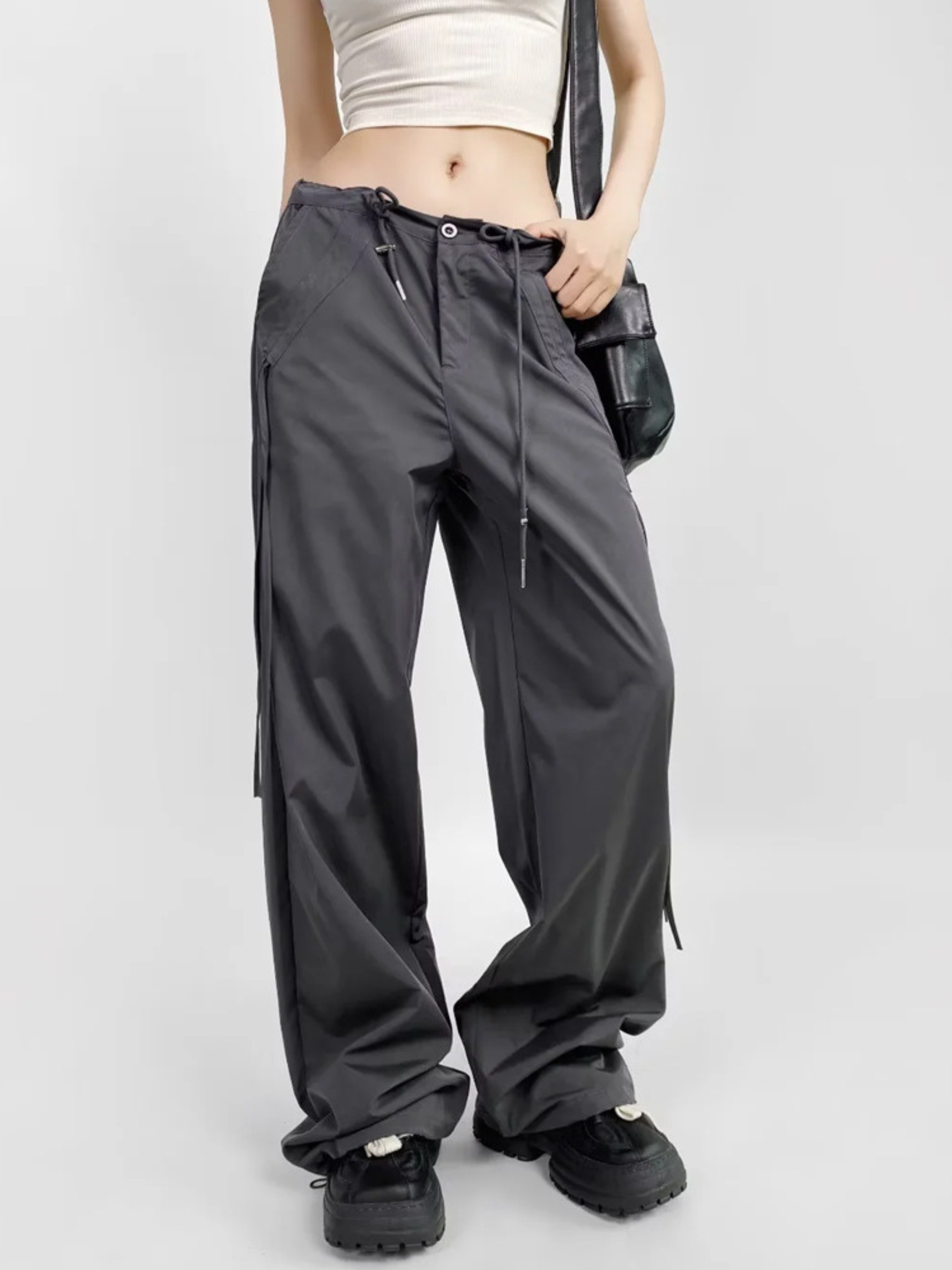 ThornPath - Women's Drawstring Tie Double-Pocket Loose-Fit Pants