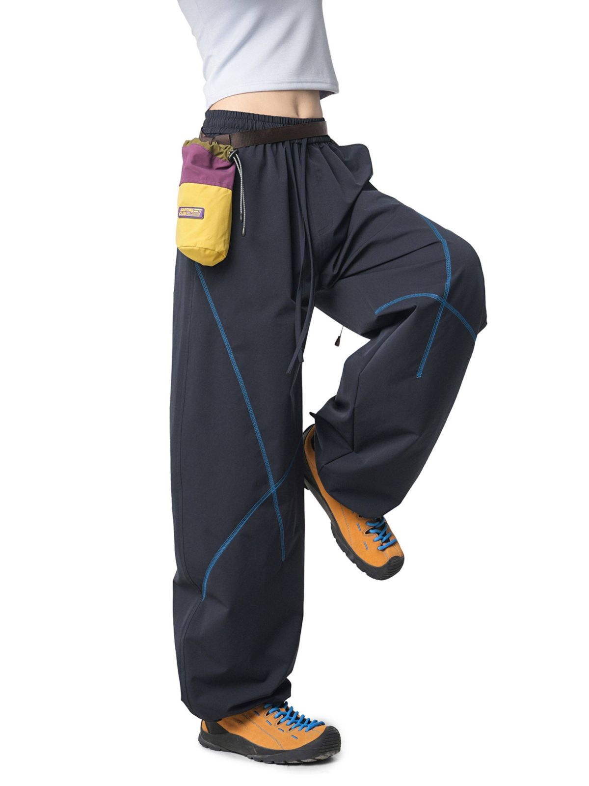 FrostDash - Lightweight Loose Colorblock Hasso Stitch Pants