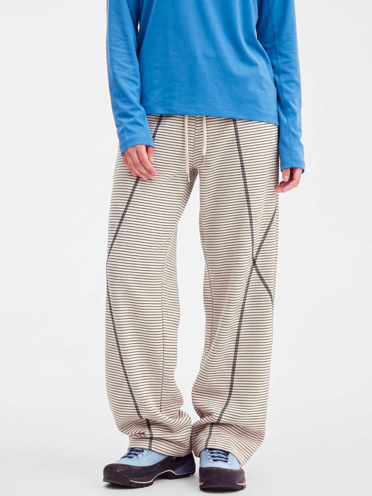 PaleLine - Women's Striped Wide-Leg Drawstring Pants