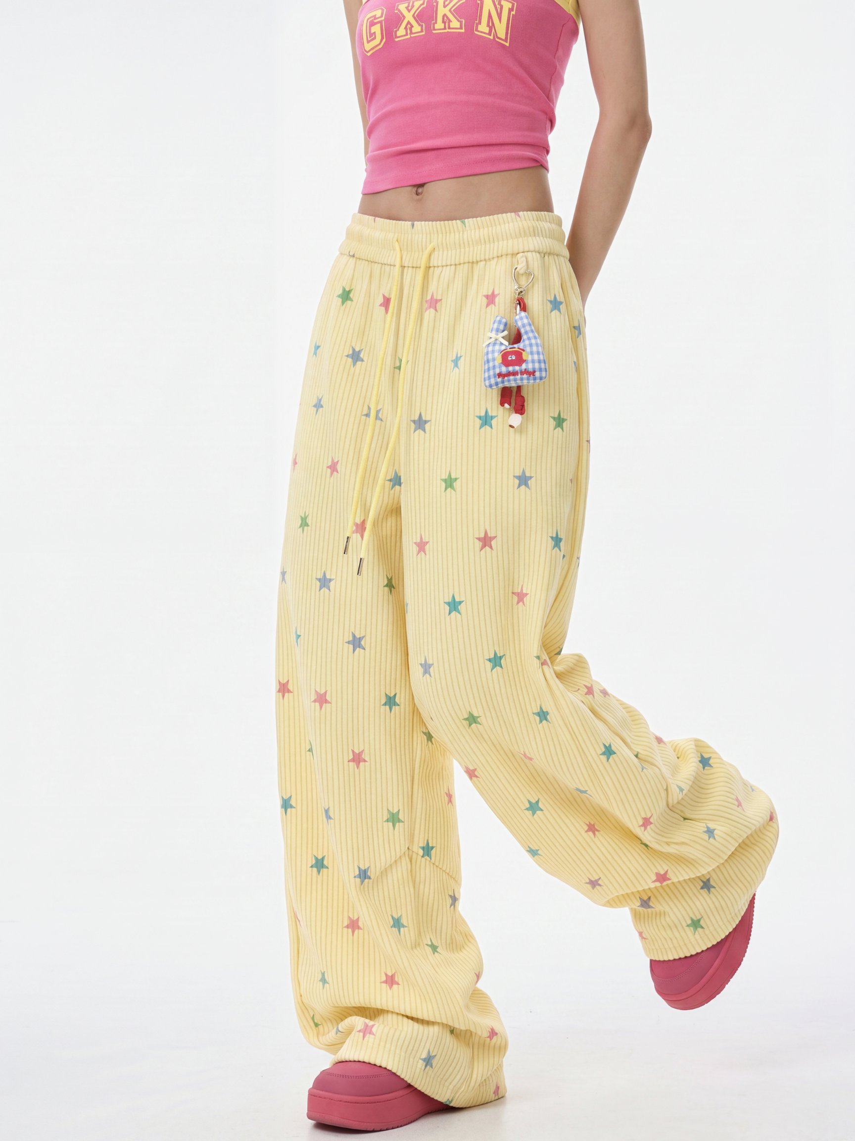 Stitch - Women's Colorful Star Stripe Wide-Leg Pants