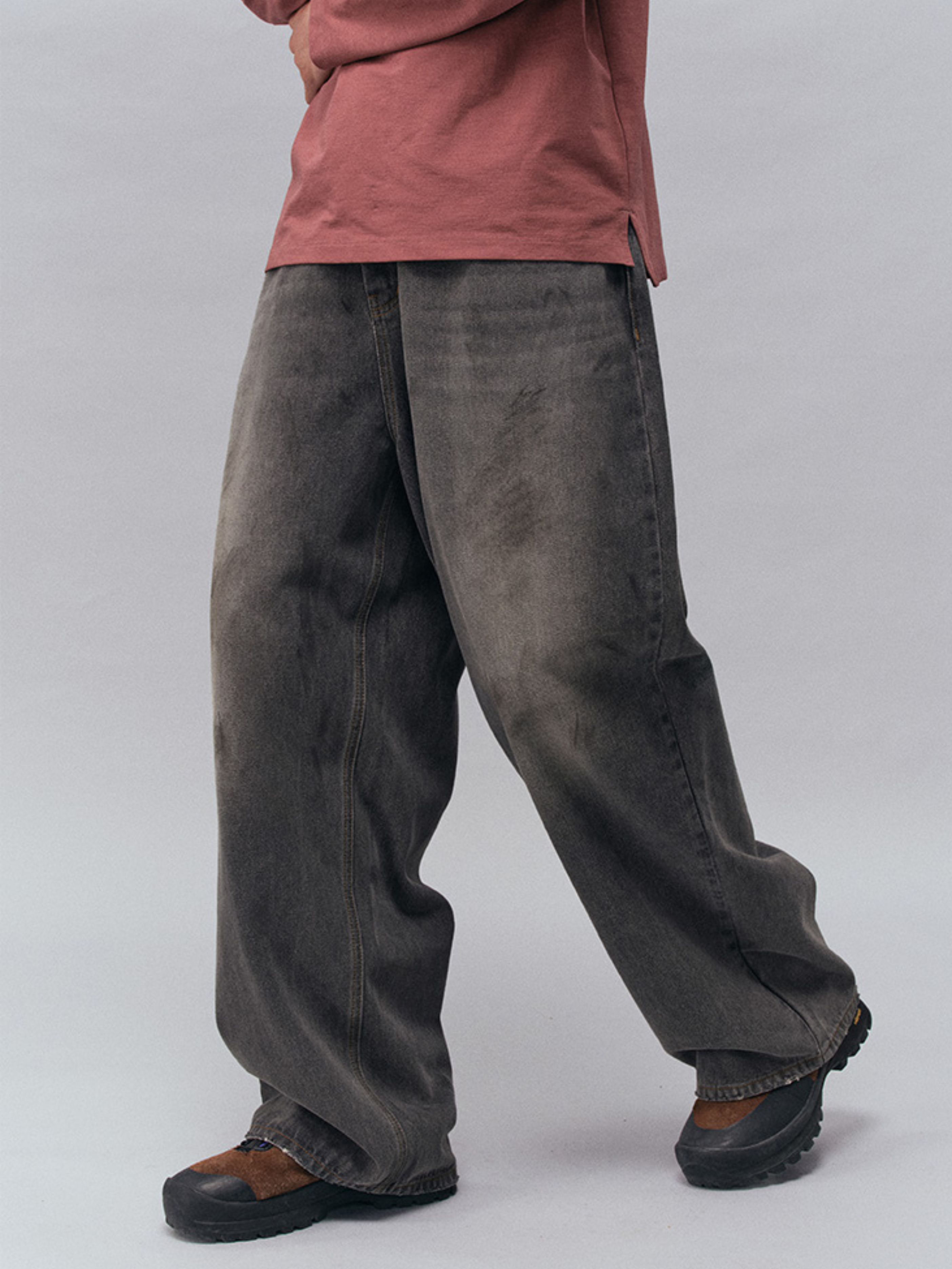 Tempestfire - Men's Washed Denim Wide-Leg Jeans