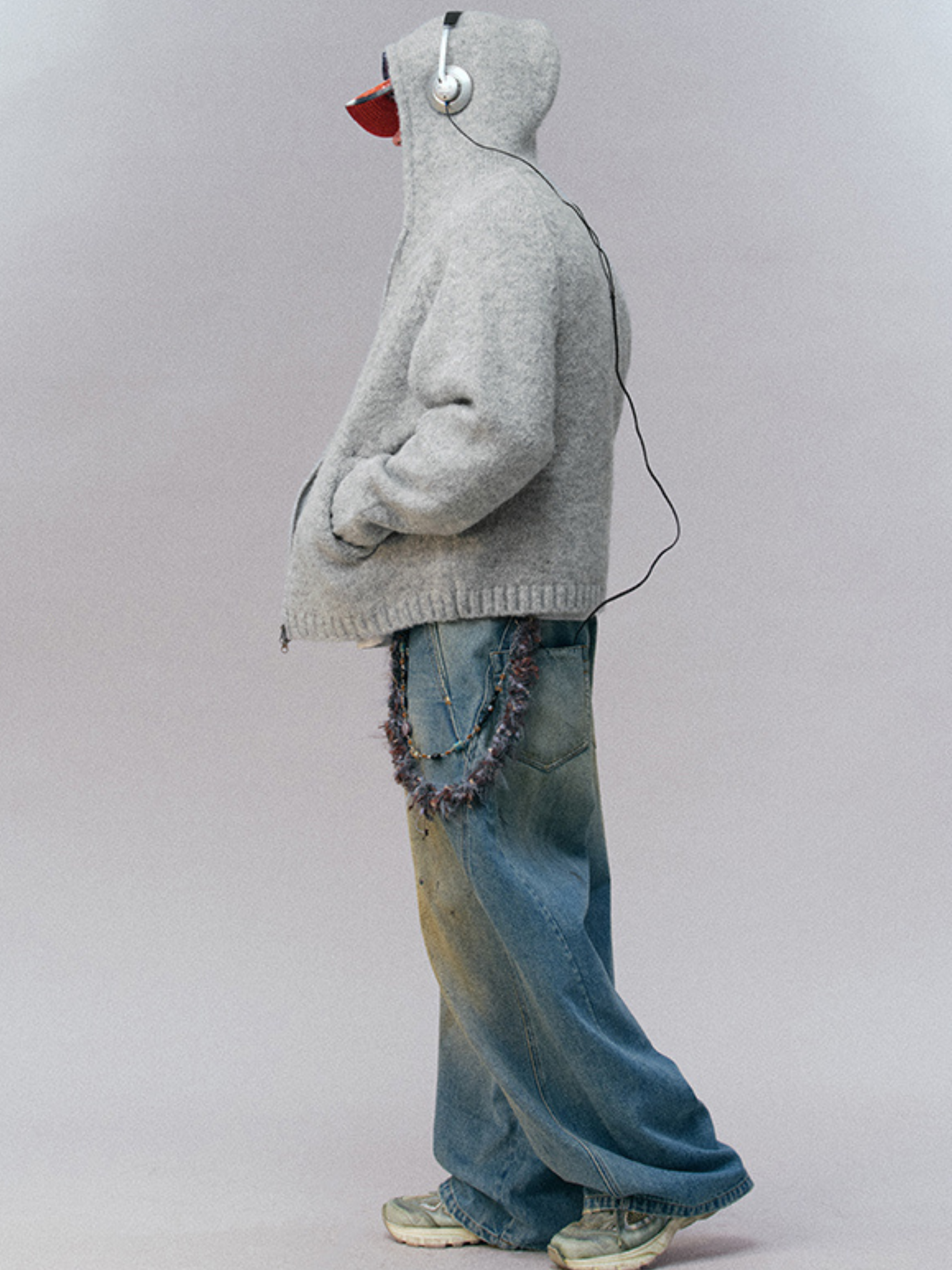 Ravensoul - Unisex Loose-Fit Zip-Up Hooded Knit Sweater