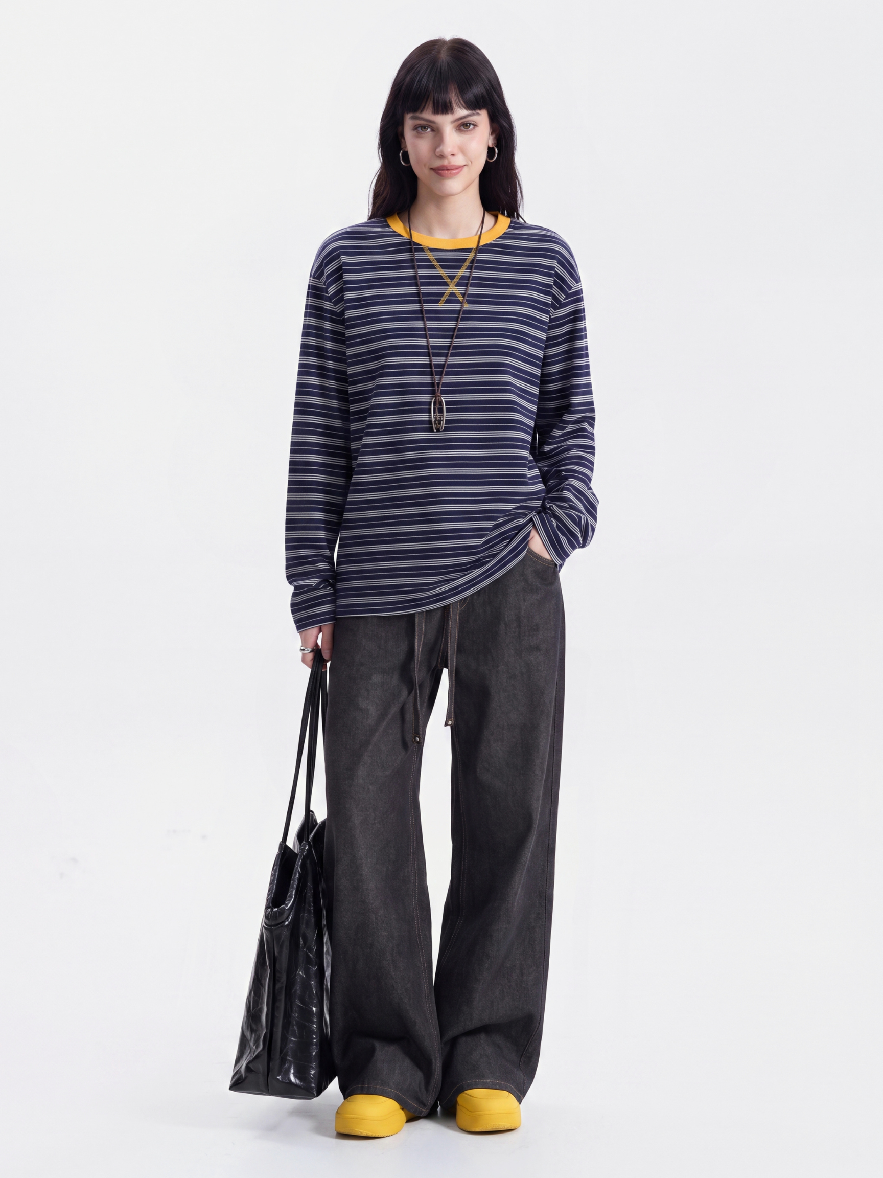 LineVeil - Unisex Contrast Stripe Layering Long Sleeve Top