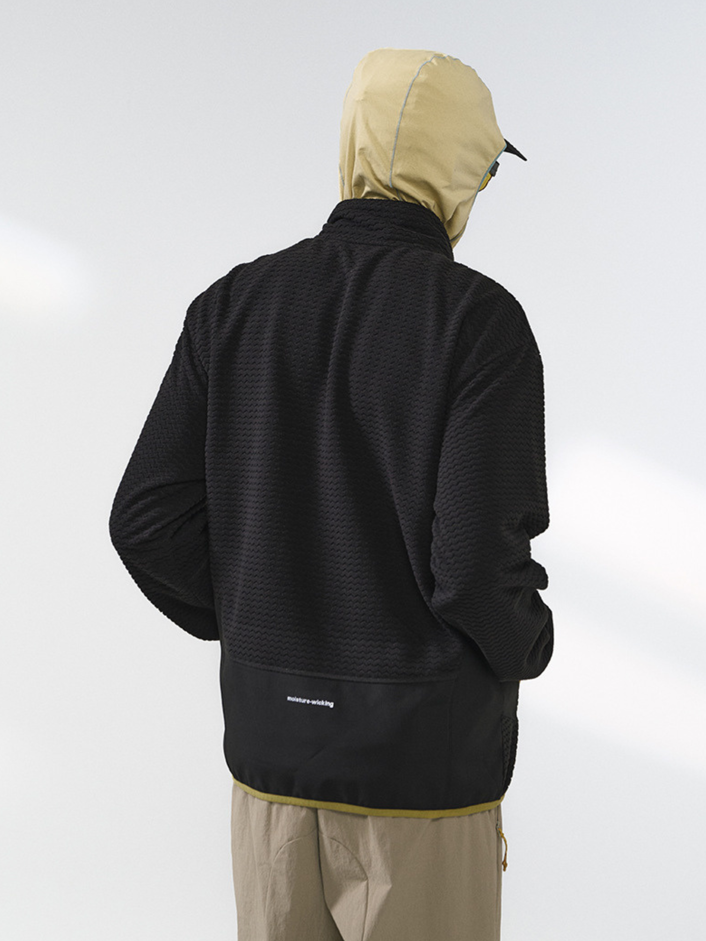 Nightthorn - Unisex Wave Pattern Fleece Zip-Up Sweatshirt