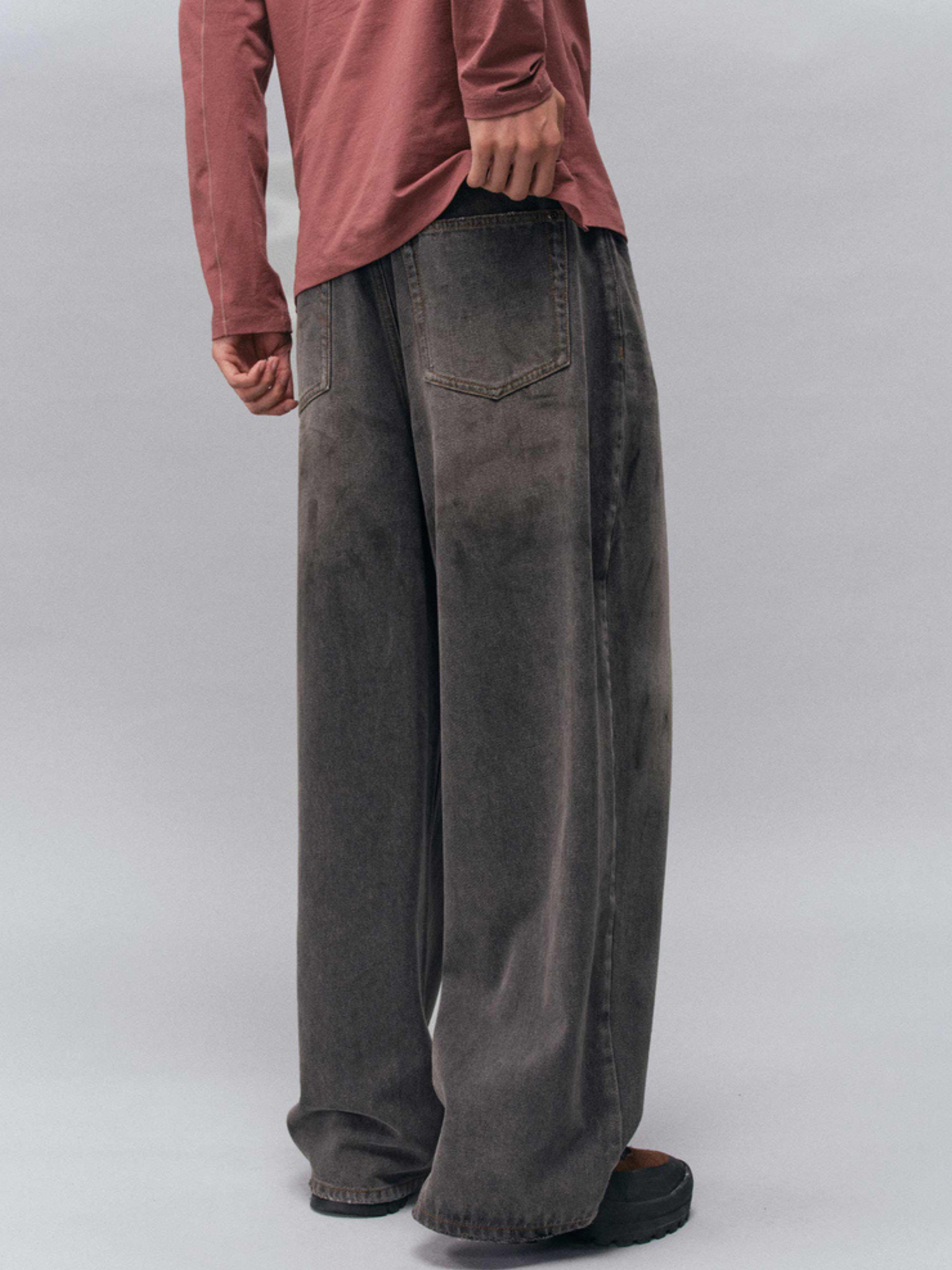 Tempestfire - Men's Washed Denim Wide-Leg Jeans