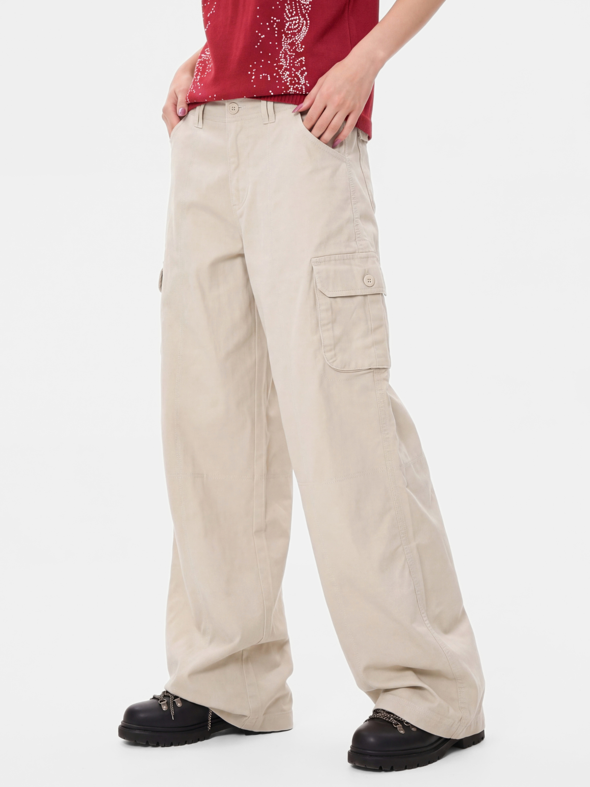 CalmDrift - Women's Deconstructed Multi-Pocket Straight-Leg Cargo Pants