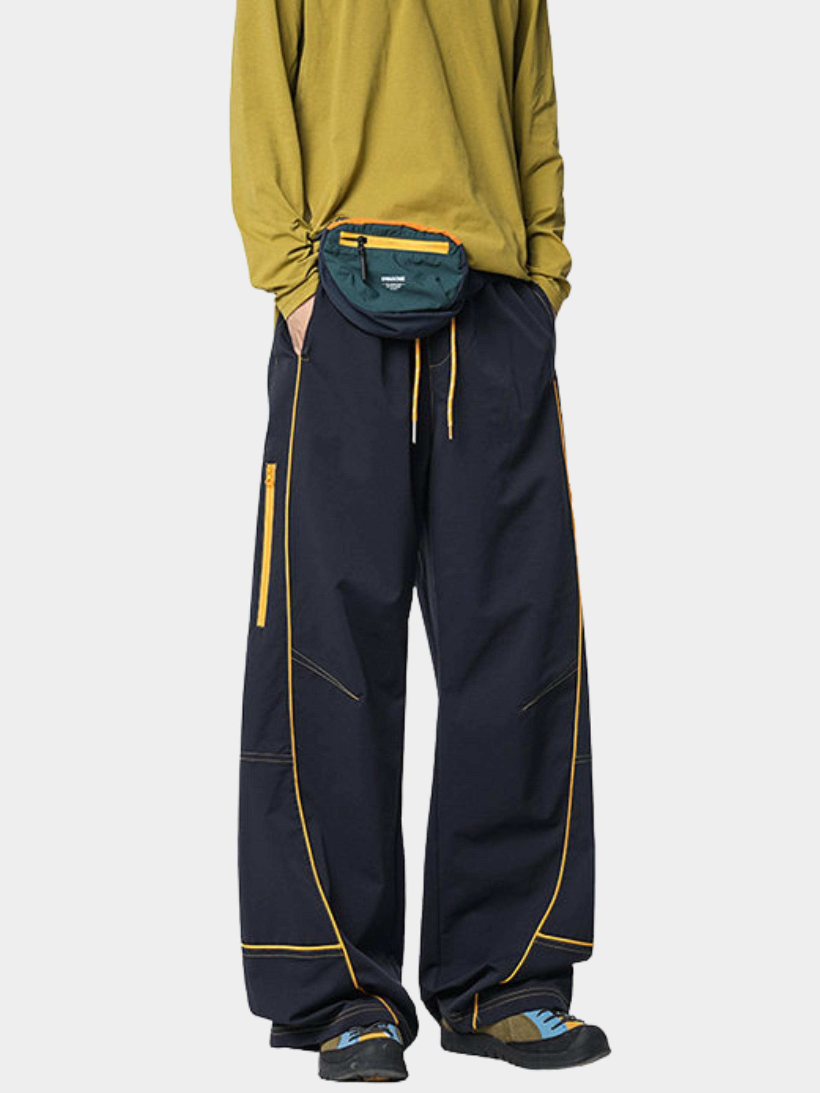 FoxView - Unisex Three-Proof Colorblock Striped Curved-Cut Pants