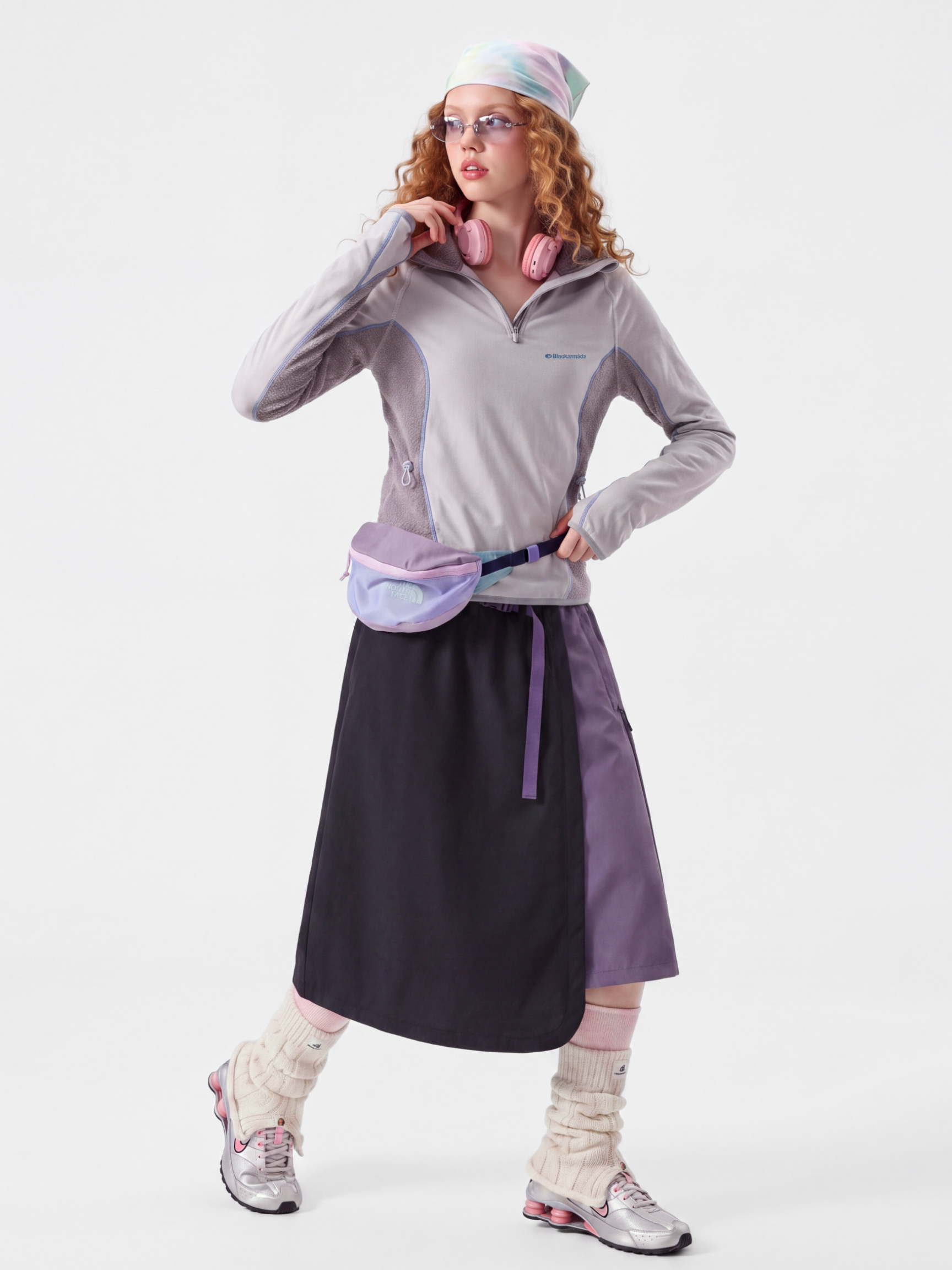 FadeSplit - Women's Fleece-Lined Utility Half-Zip Long-Sleeve Top