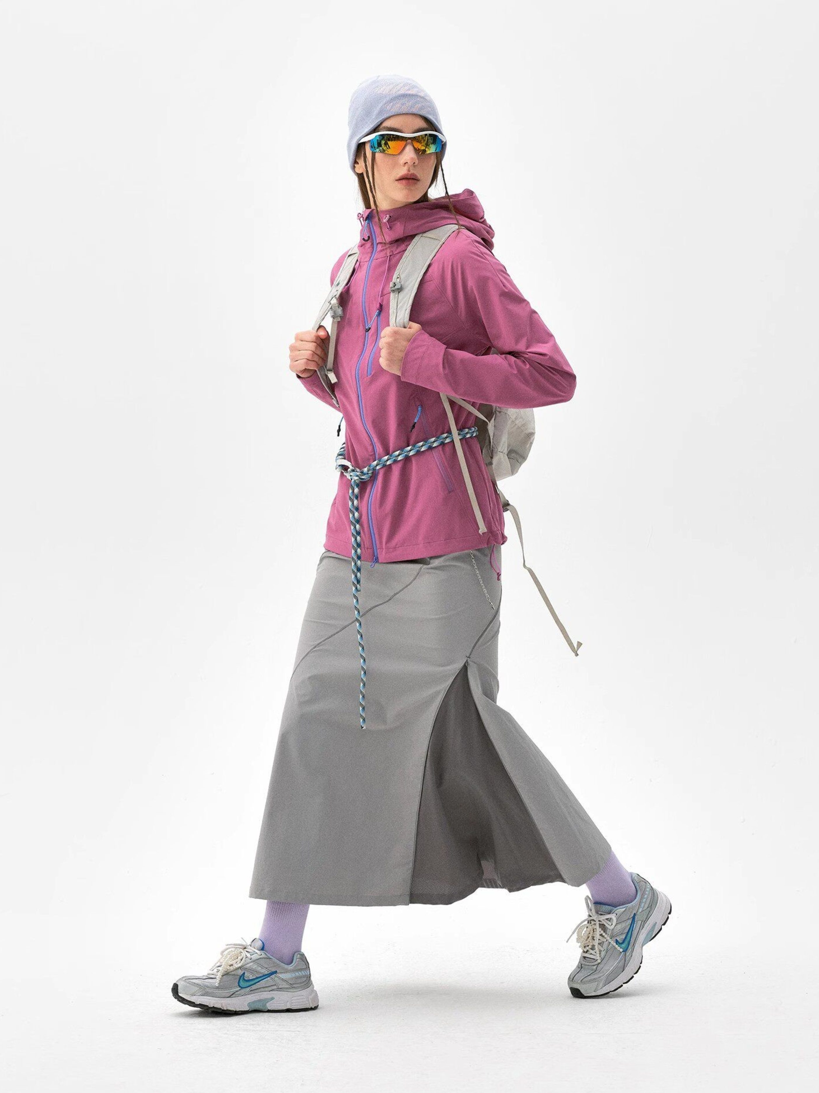 Dunewake - Women's Panelled Drawstring Waist Midi Skirt