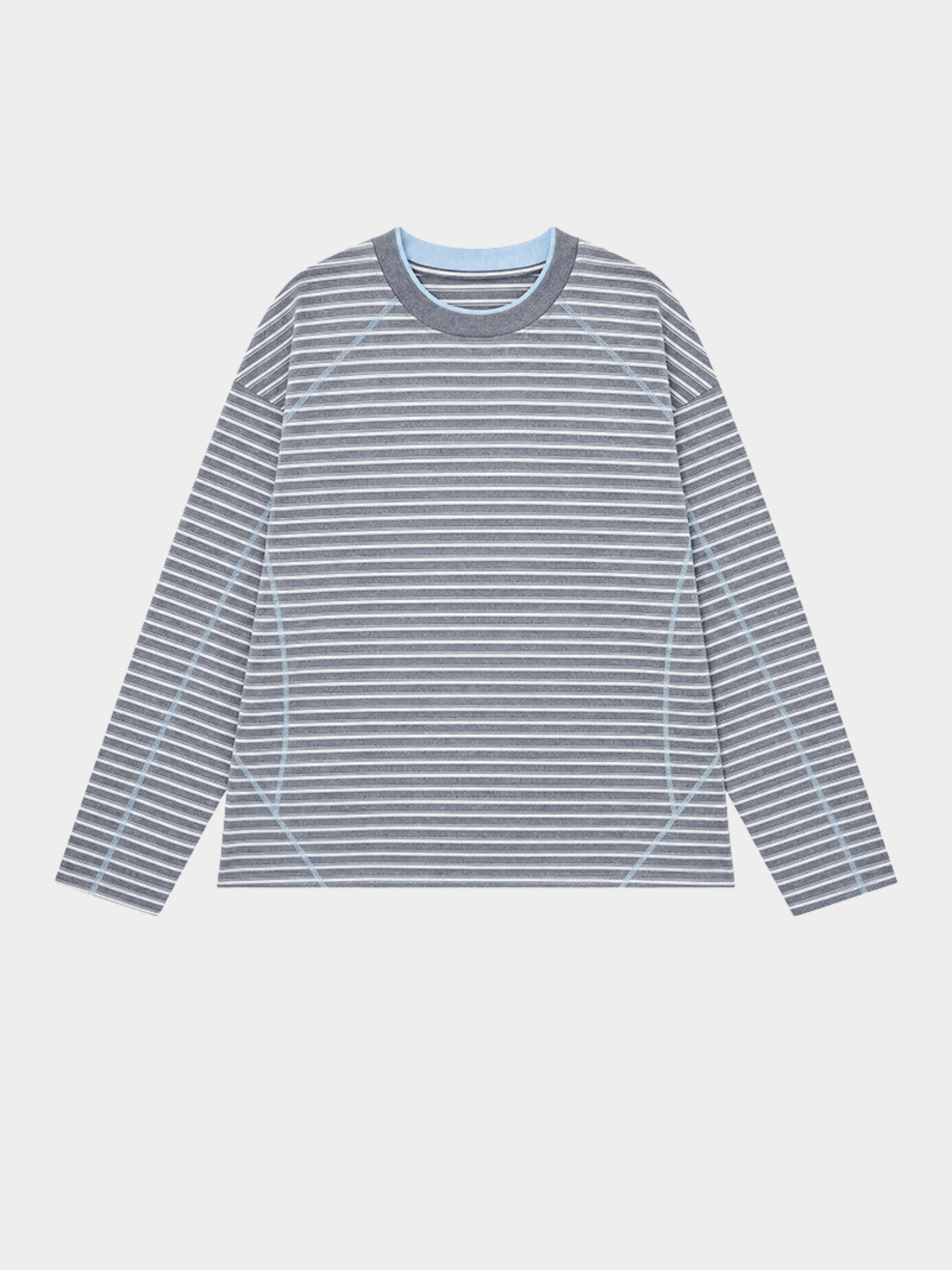 DualDrift - Color-Block Striped Crew Neck T-Shirt