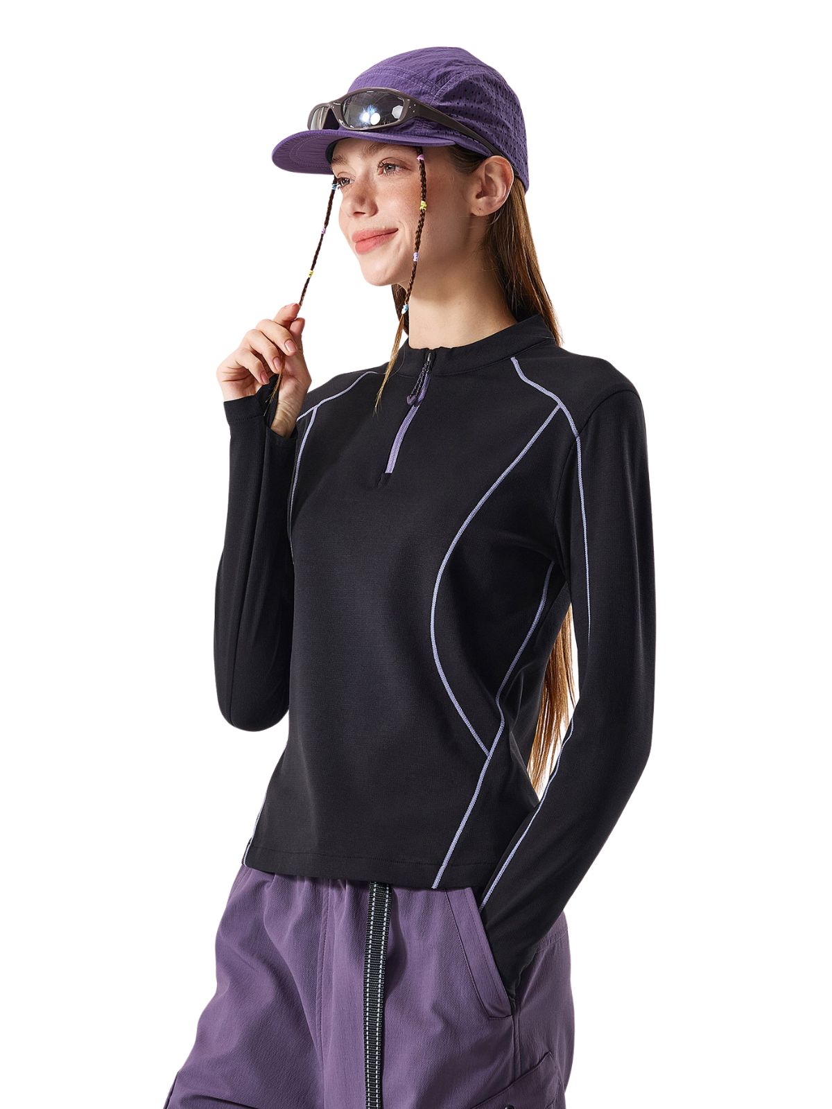 HawkTract - Women's UPF 50+ Antibacterial Quick-Dry Half-Zip T-Shirt