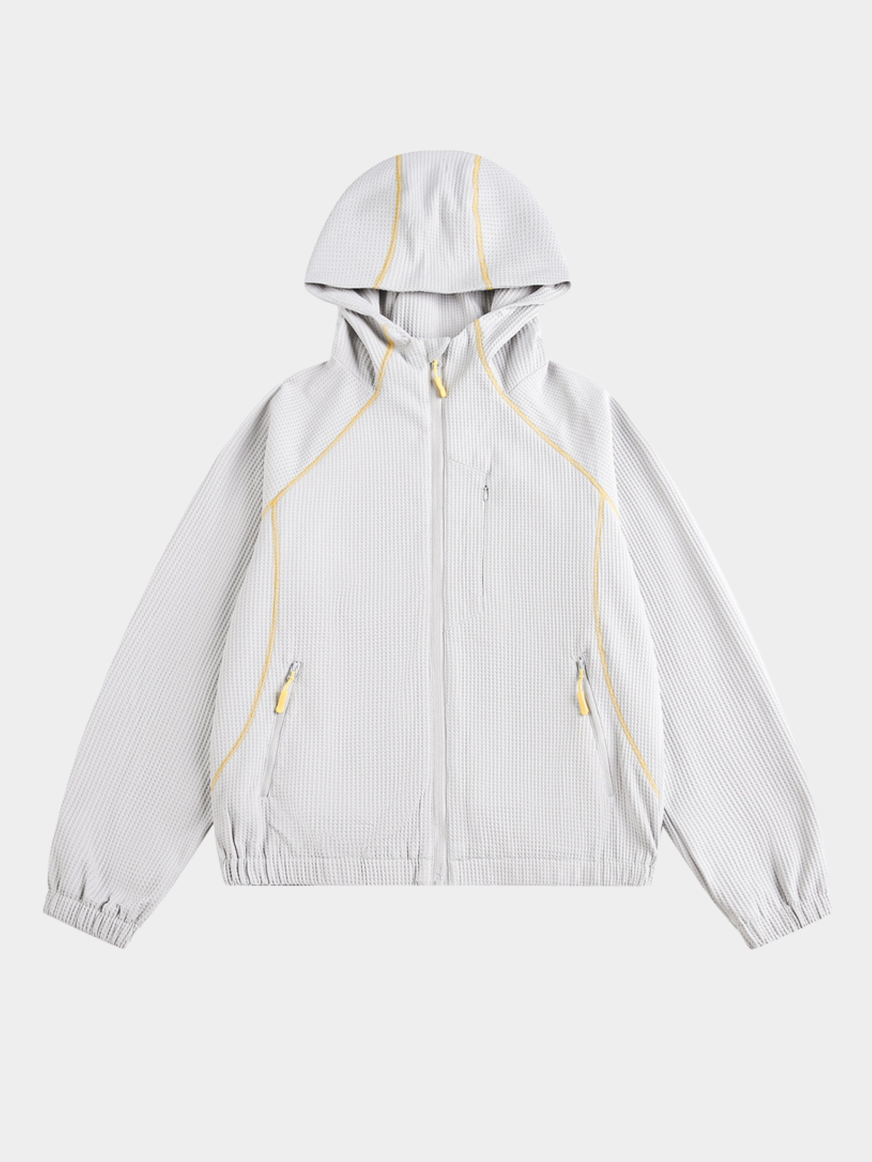 SplitVeil - Unisex Waffle Texture Contrast Stitch Zip-Up Jacket