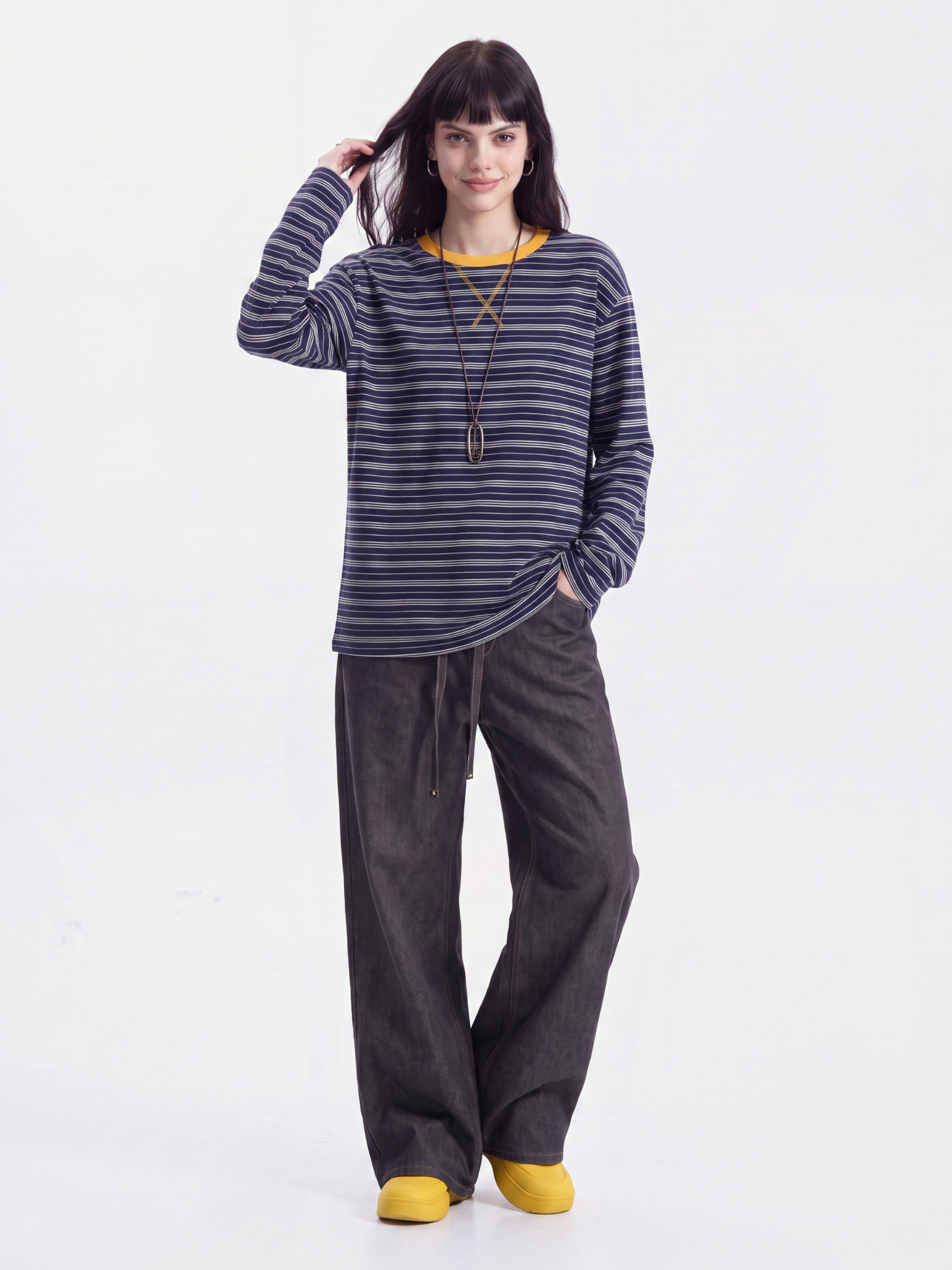 LineVeil - Unisex Contrast Stripe Layering Long Sleeve Top