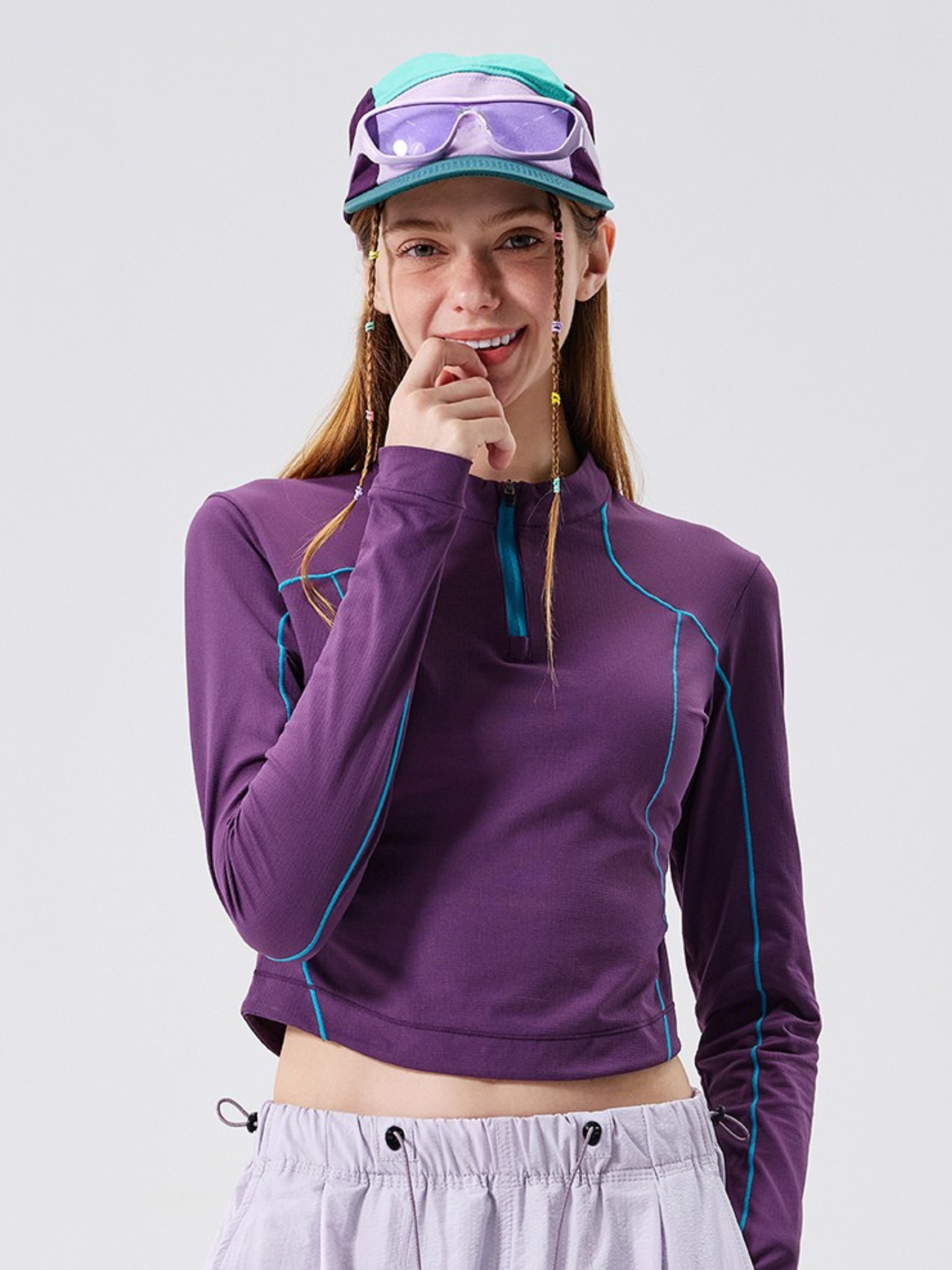 Frostthorn - Women's Half-Zip Mock Neck Yoga & Training Long Sleeve Tee