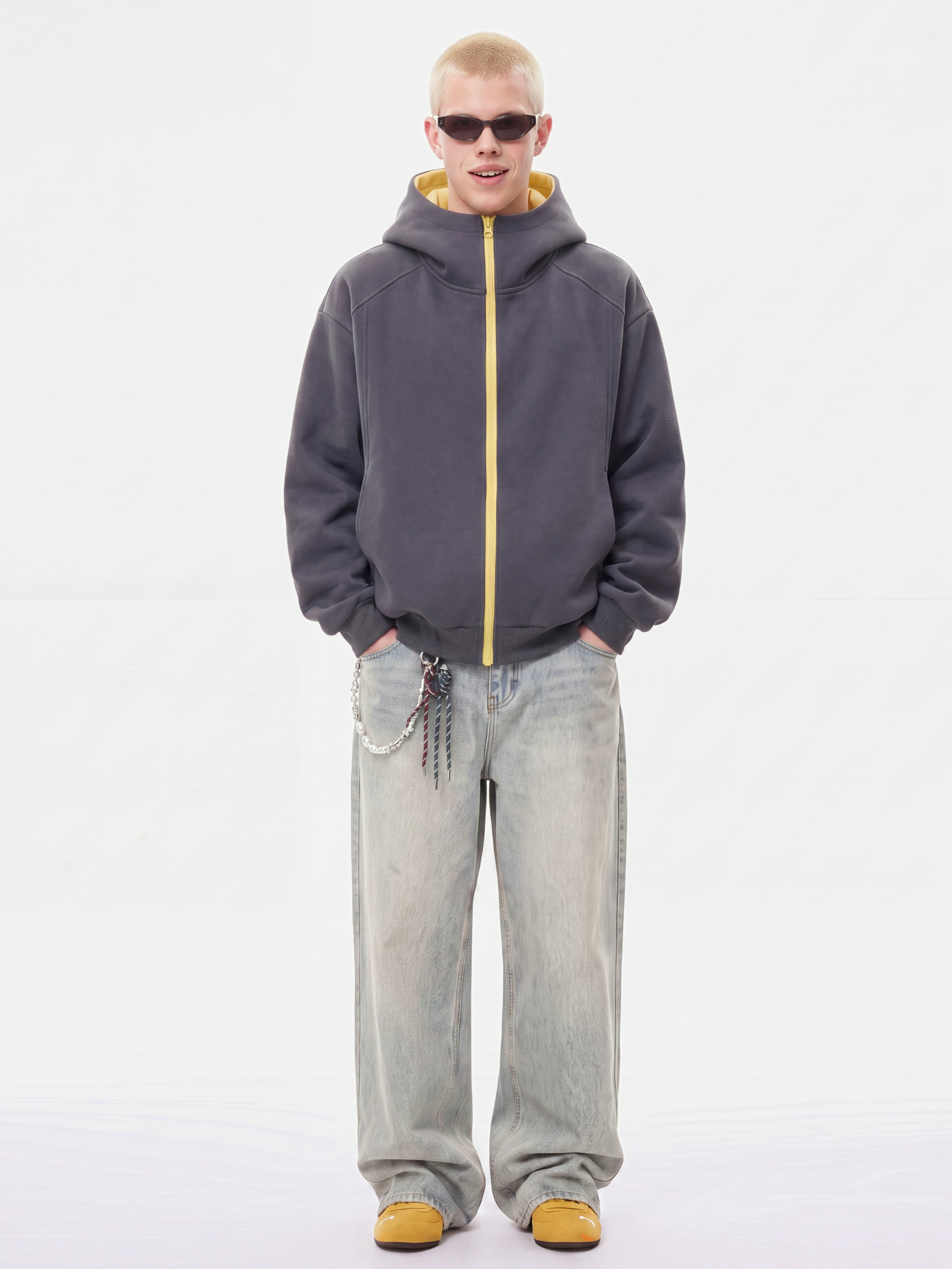 NeckVeil - Men's Contrast Color High Neck Zip-Up Jacket