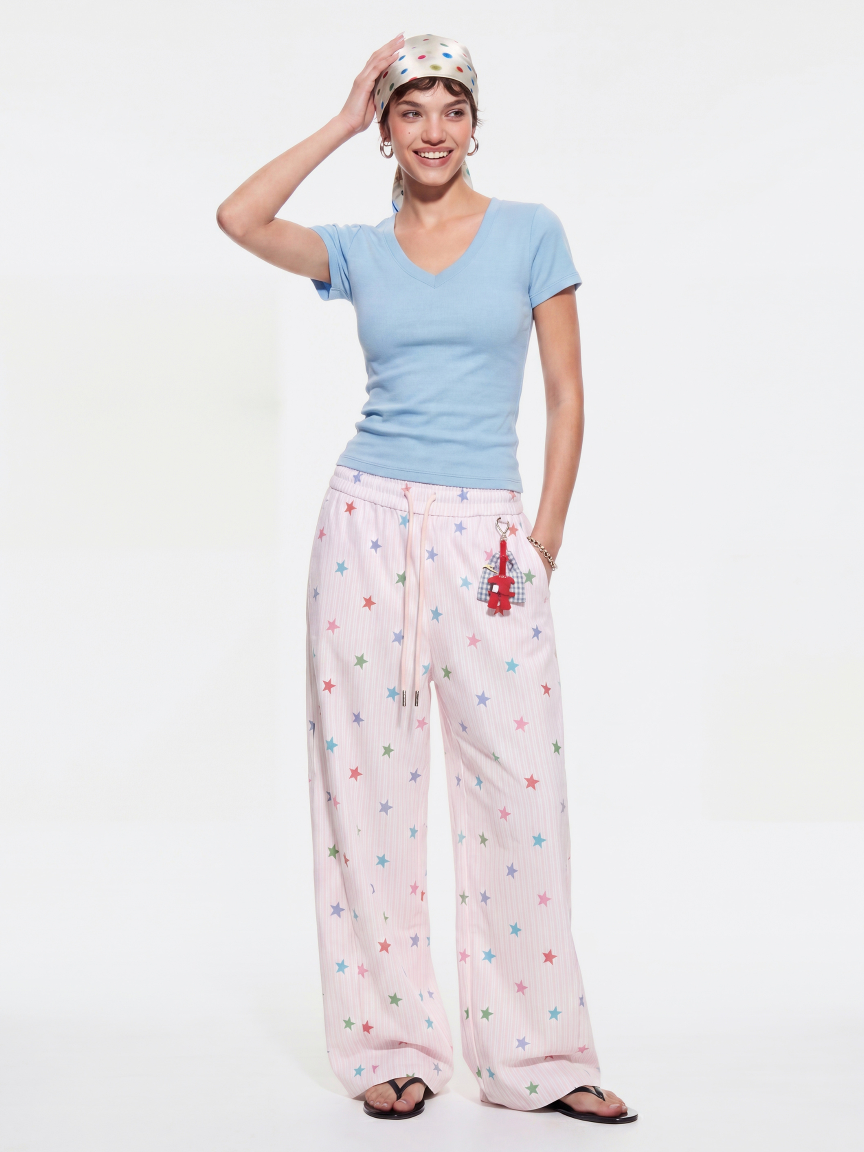 Stitch - Women's Colorful Star Stripe Wide-Leg Pants