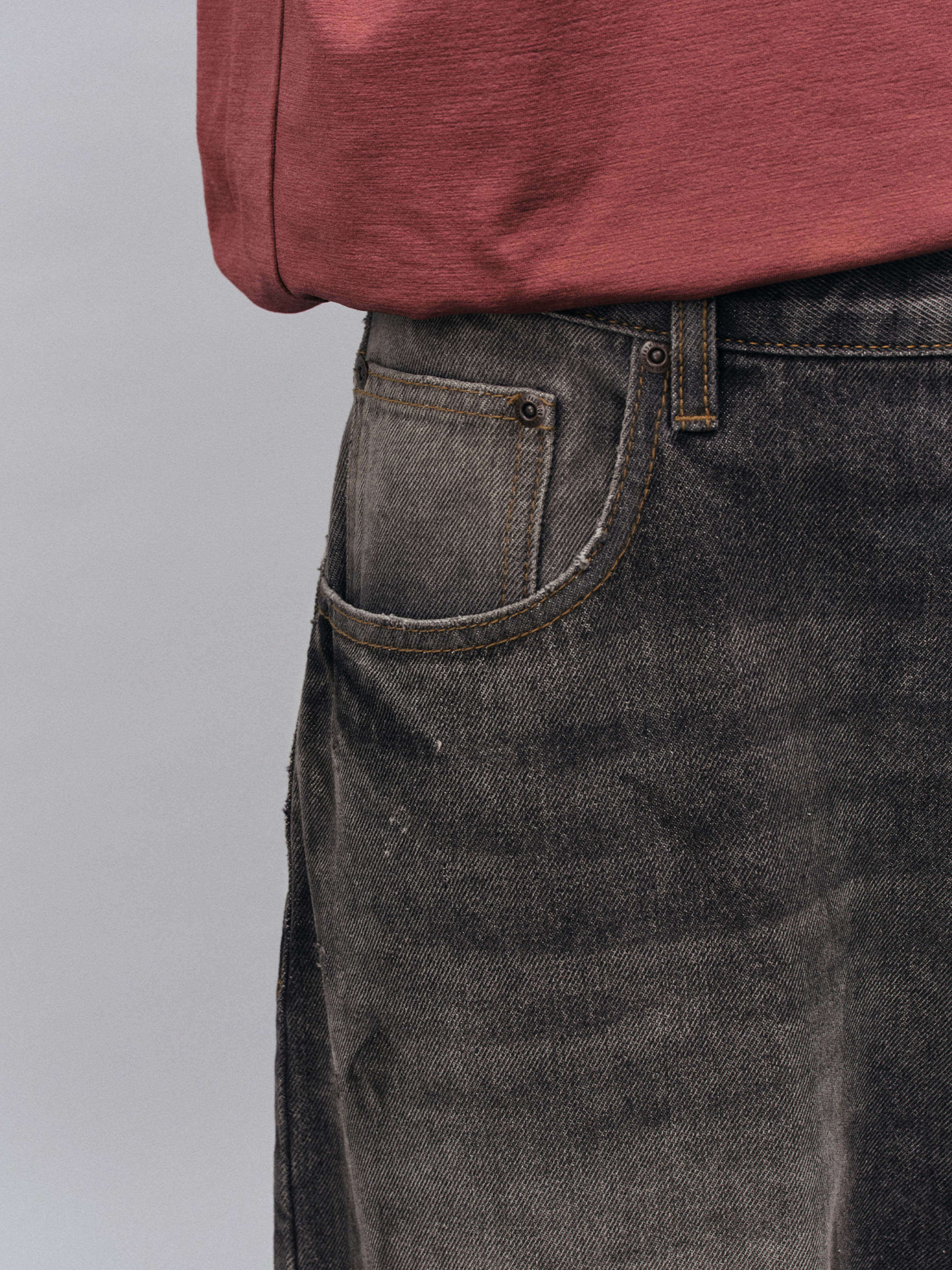 Tempestfire - Men's Washed Denim Wide-Leg Jeans