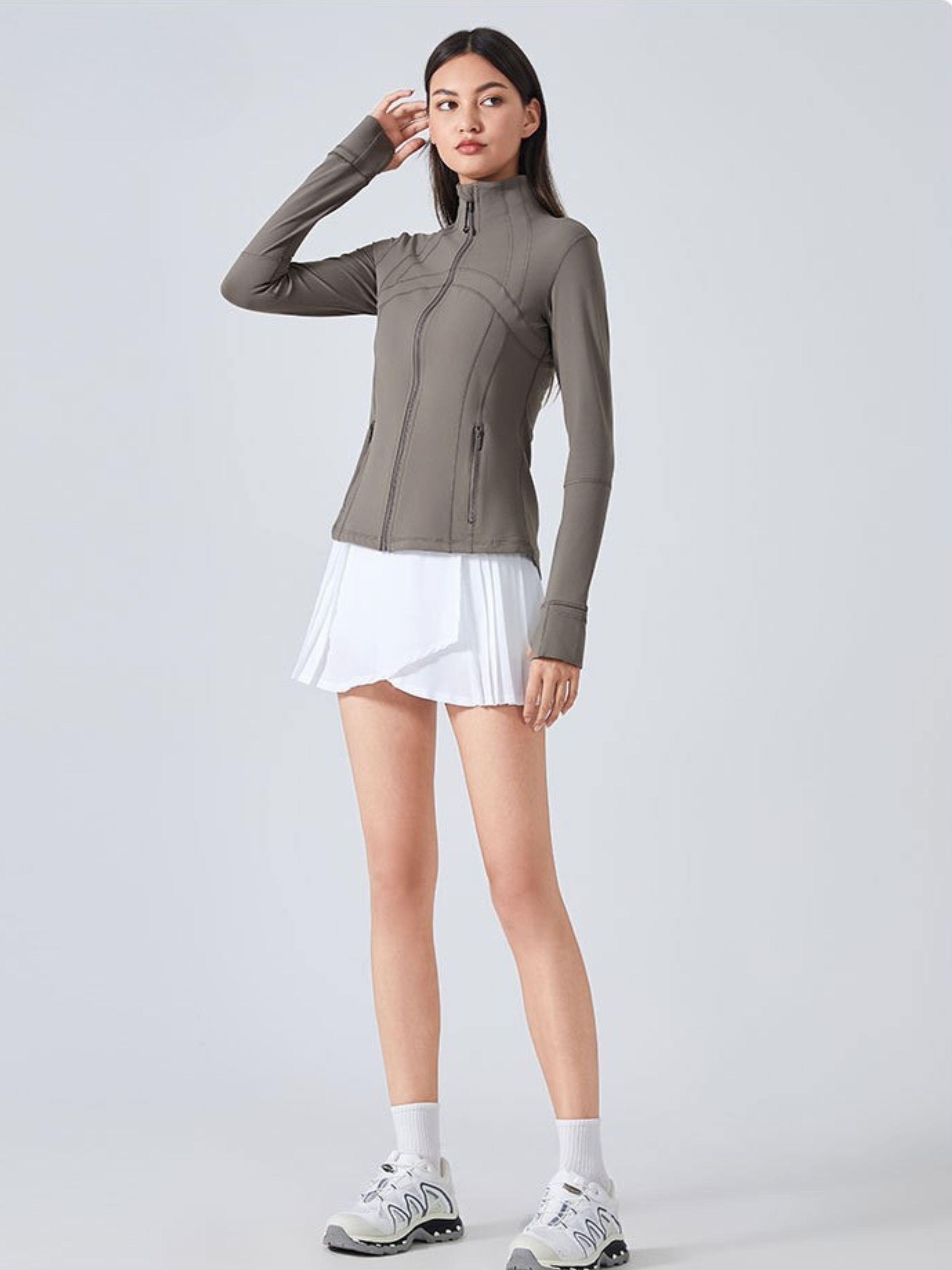 MesaPeak - Women's Fleece-Lined Slim-Fit Yoga Jacket with Thumbholes GONGGAR SPORTS